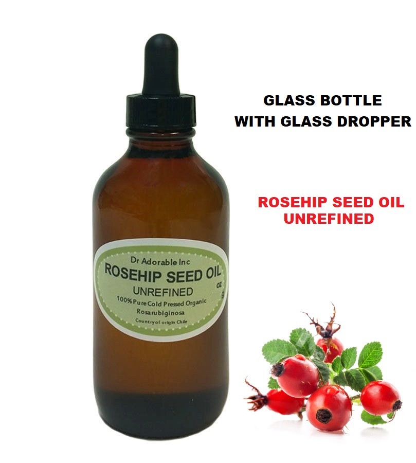 4 Oz Glass Dropper Premium Rosehip Oil Unrefined Pure Skin Body Hair Nail Care