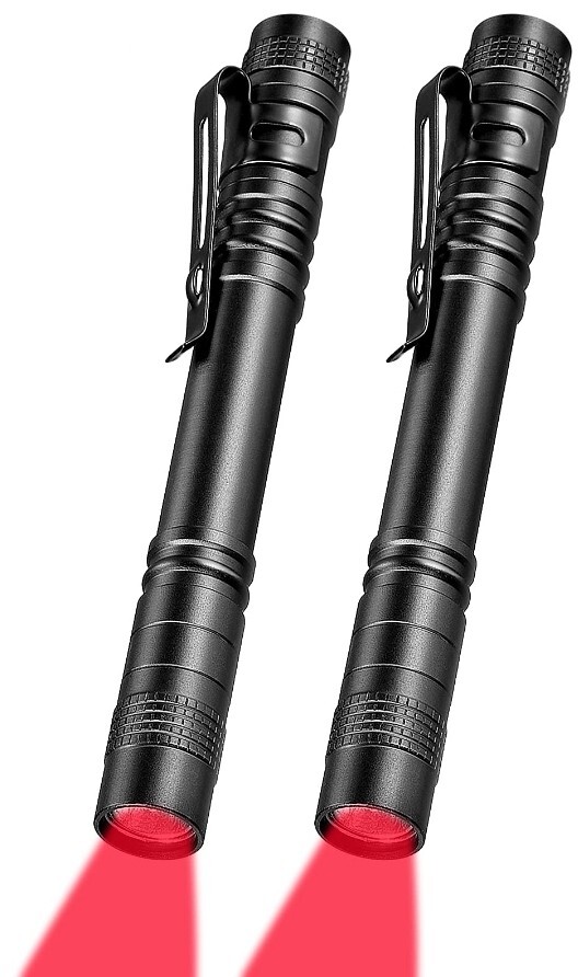 2 Pack Tactical Red LED Flashlight Red Torch Best Mini Red Clip Handheld Light