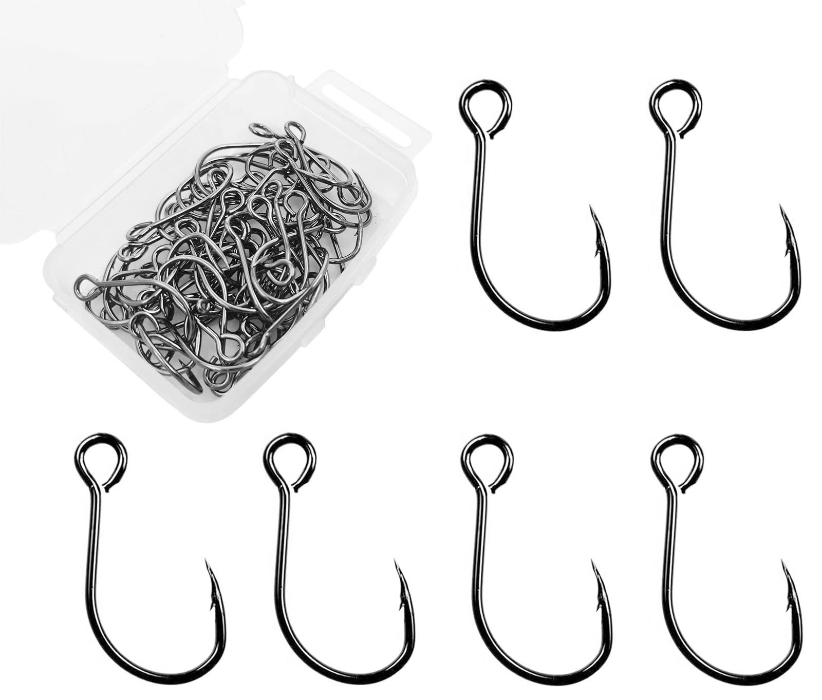 Inline Single Hook for Fishing Lure: 50pcs/Box Large Eye Fishing Hooks for Fi...