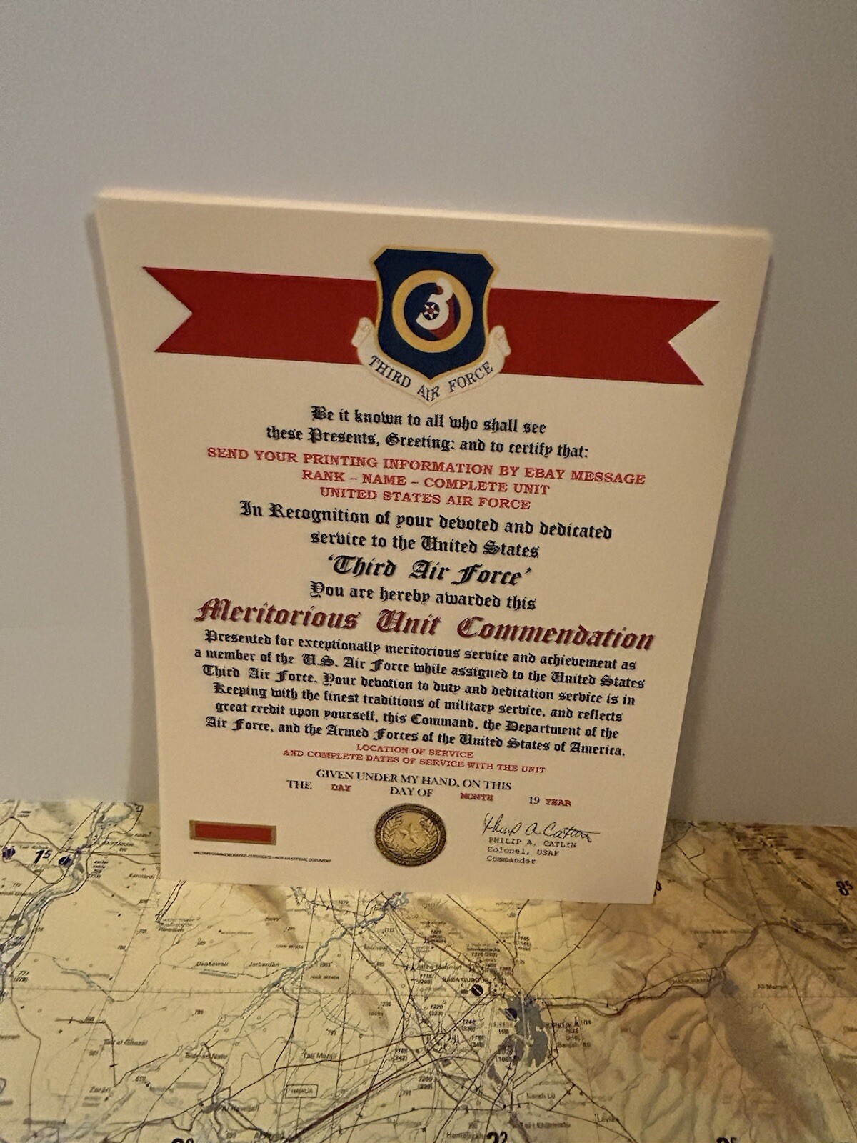 U.S. AIR FORCE / 3RD AIR FORCE - MERITORIOUS UNIT COMMENDATION CERTIFICATE