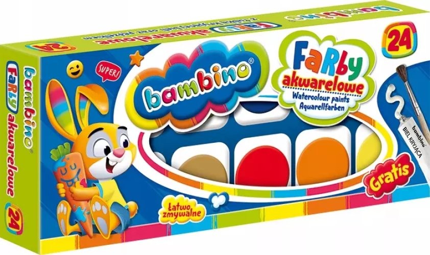 5903235628658 Farby akwarelowe 24 kol. duża pastylka Mini ZOO bambino St. Majews
