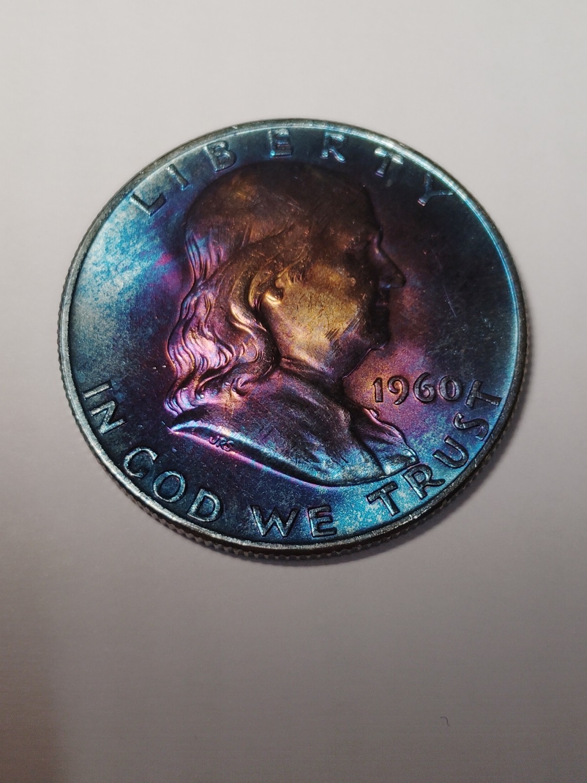 1960 D Franklin Half Dollar Monster Toner Silver Coin