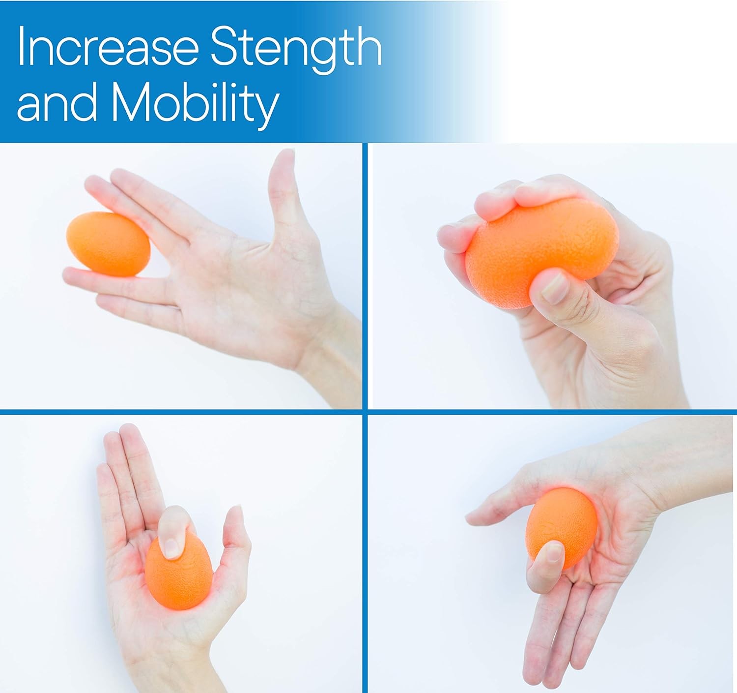 RMS 4-Pack Hand Exercise Balls - Physical & Occupational Therapy Kit for Strengt