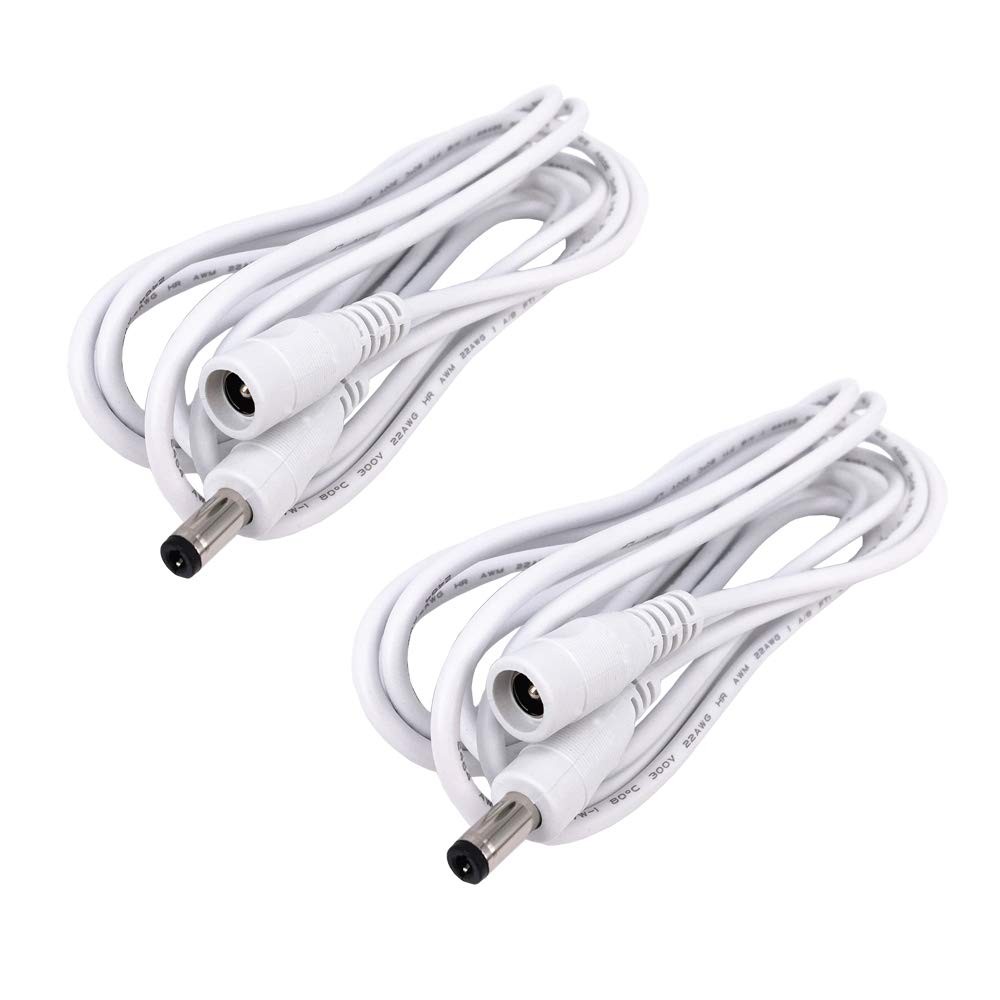 2 Pcs White 5M 16.4 Ft 5.5Mm X 2.1Mm DC Plug Extension Cable for Power Adapter,1