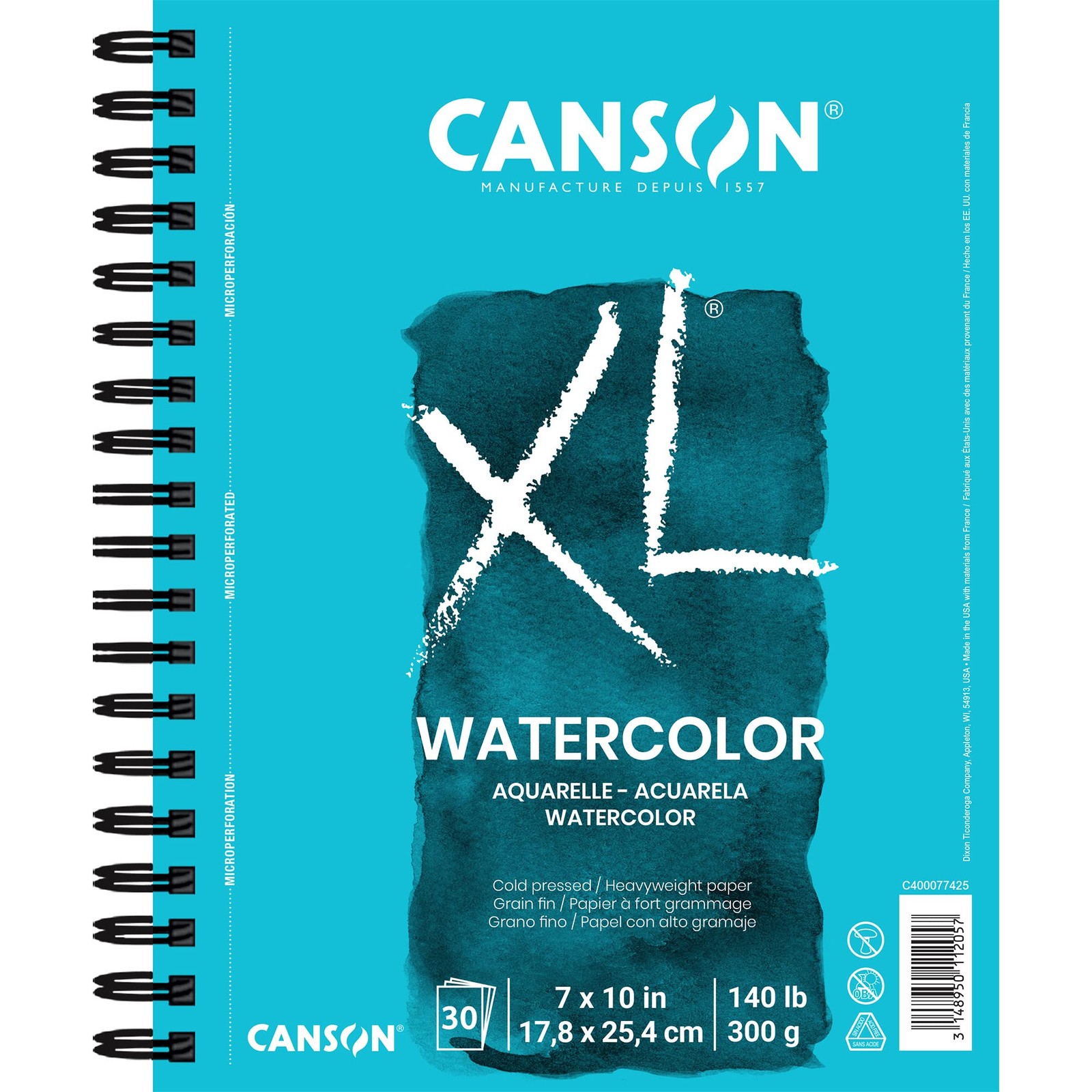 XL Series Watercolor Paper, Wirebound Pad, 7x10 inches, 30 Sheets (140lb/300g...