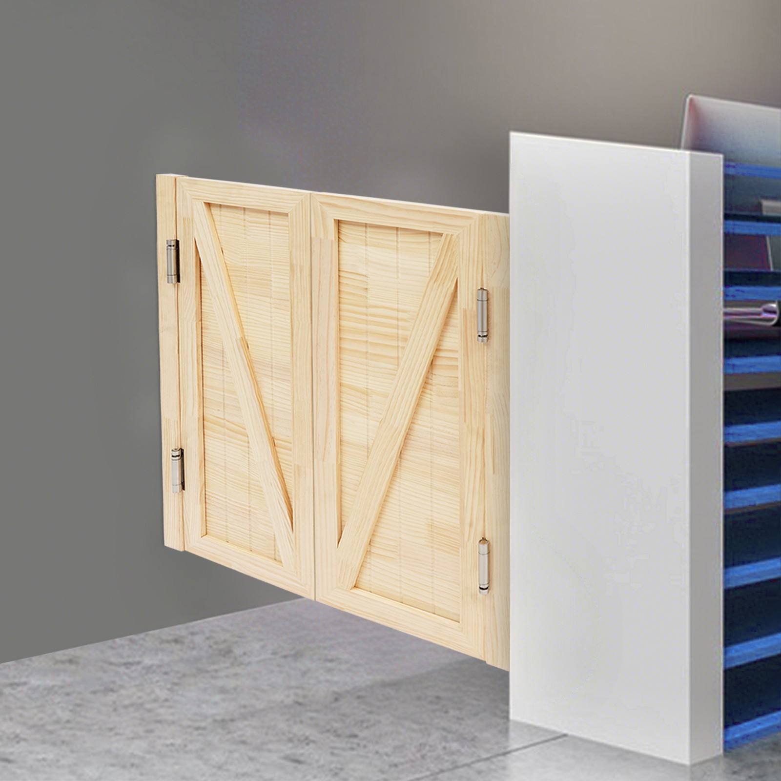 Entrance Partition Doors Solid Wood Double-Door Leaf Partition Door 80x90cm