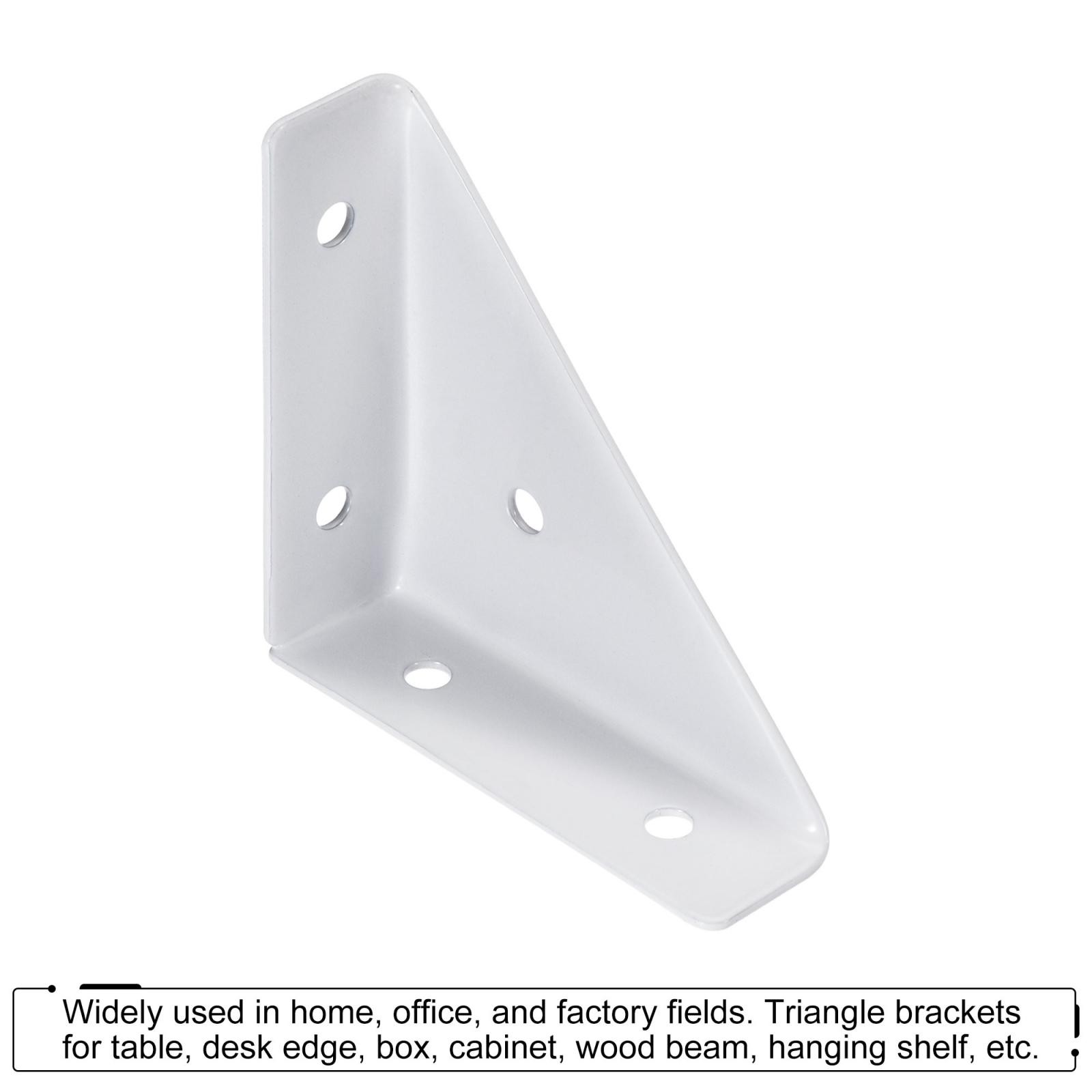 2Pcs Angle Corner Brackets 66mm x 66mm Joining Support for Desk Bed Edge White