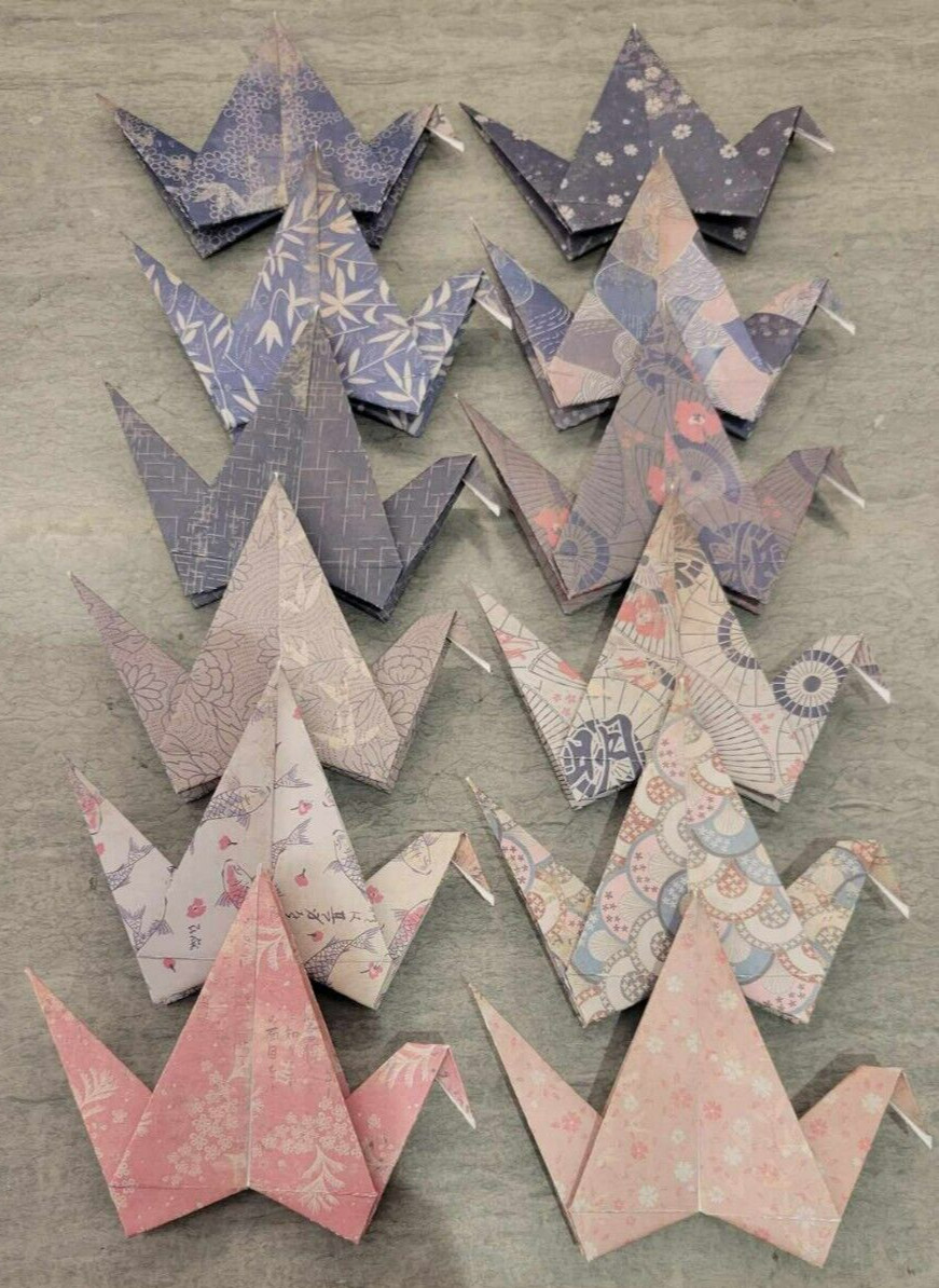 **12** Vintage Japanese Cardstock 6" x 6" Handmade Wedding Paper Origami Cranes