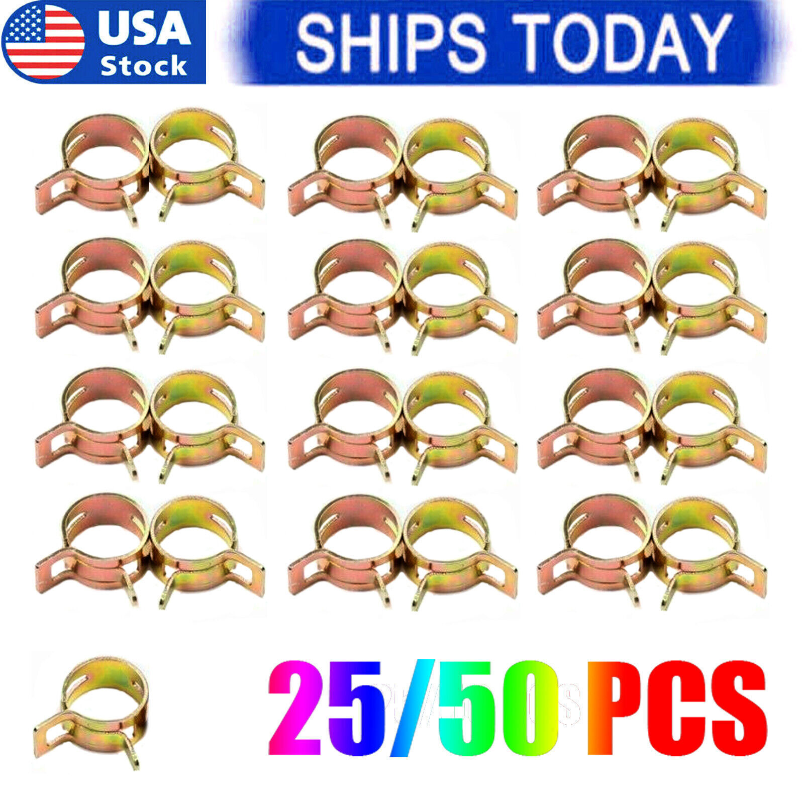 25/50PCS 12mm 1/4" Fuel Line Clamps for 1/2"Hose Universal Spring Action Clamps