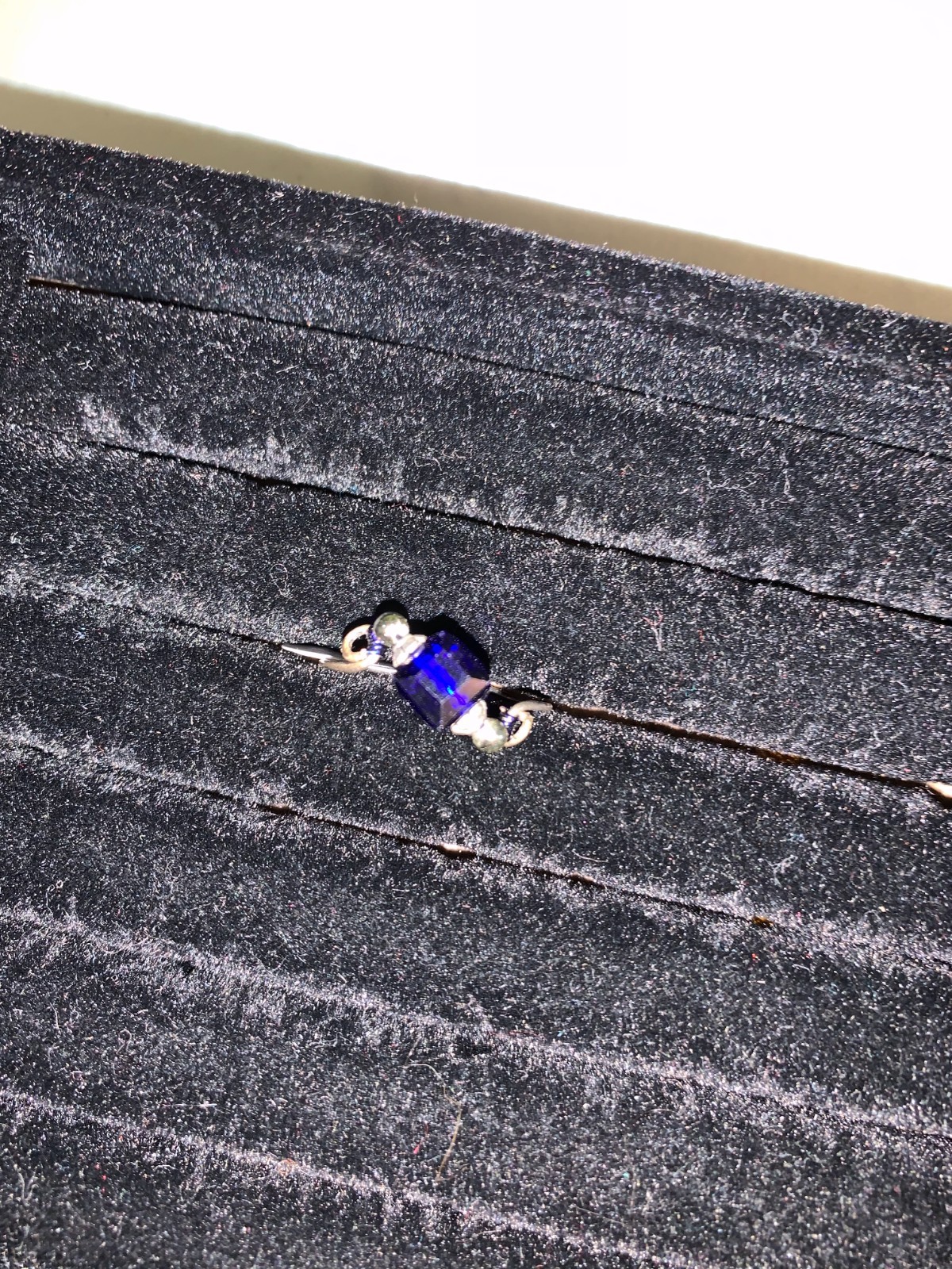 wire wrap ring Silver with Royal Blue Square crystal Size 10 NEW