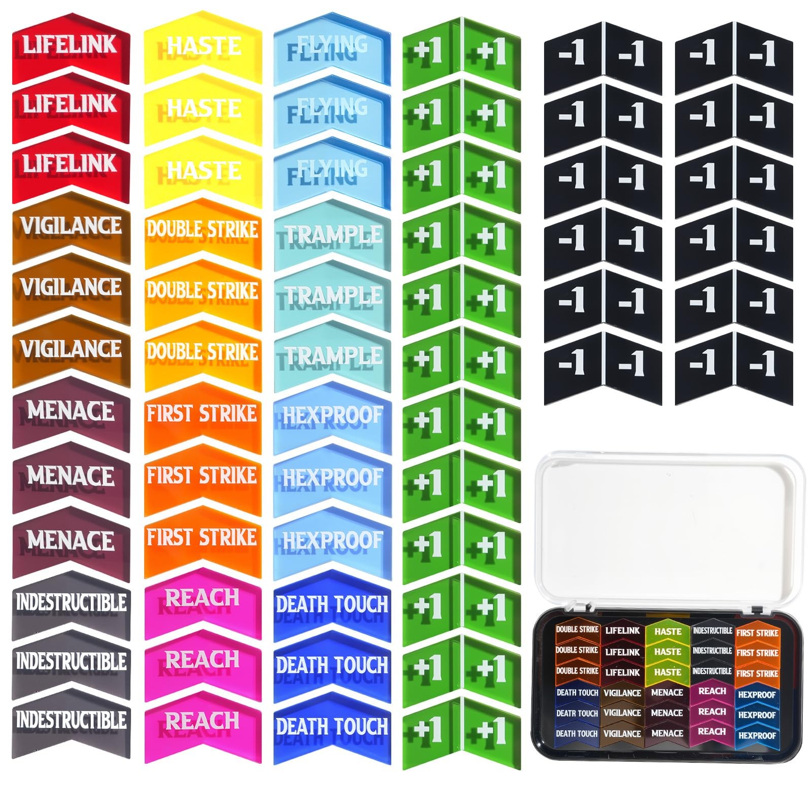 60 PCS MTG Keyword Counters Buff Abilities Counter Tokens with Box for Magic