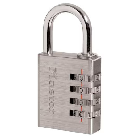 Master Lock 643D Combination Padlck, 1 11/16In, Rectgle, Slv