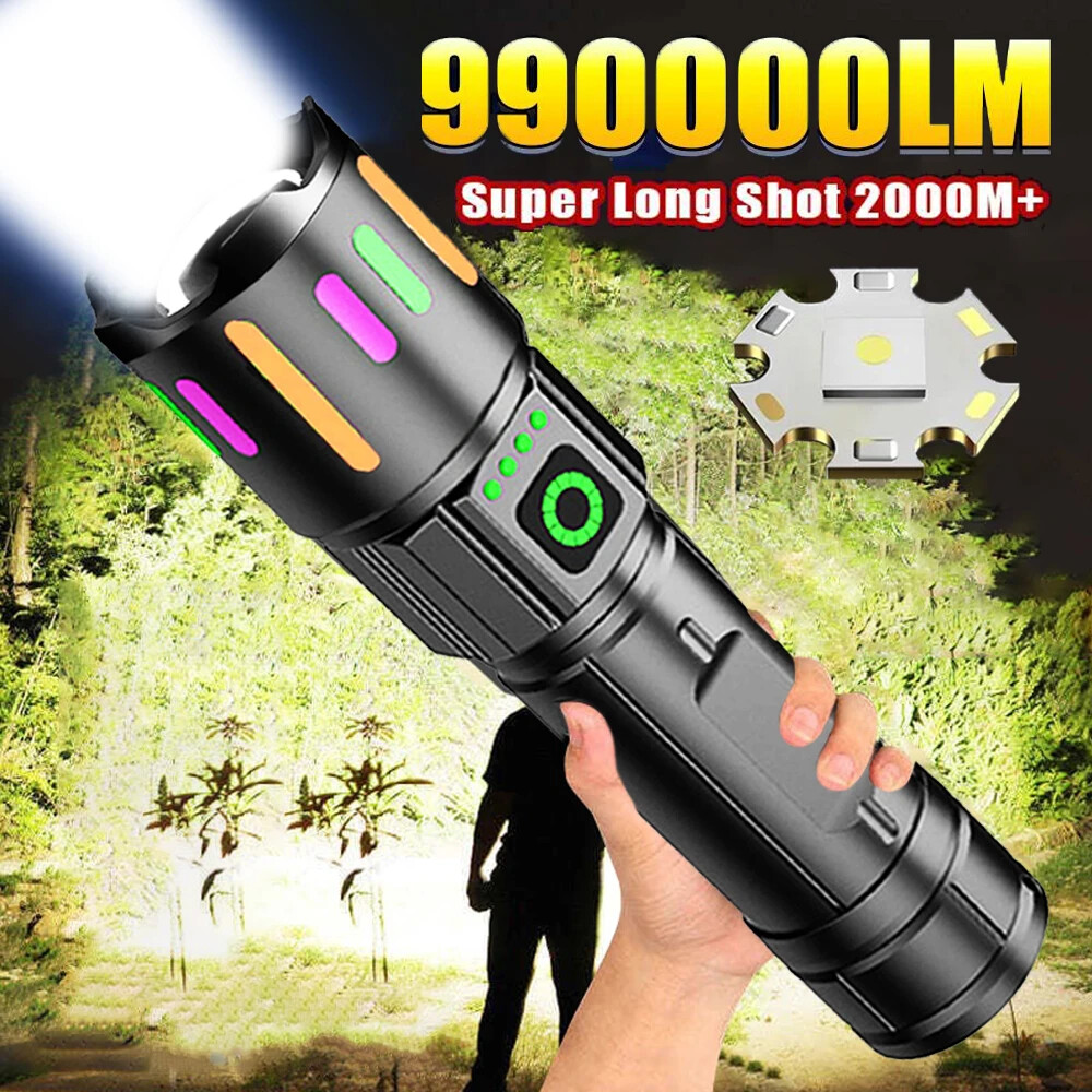 High Power Rechargeable LED Flashlights Super Bright Light Camping Torch Outdoor