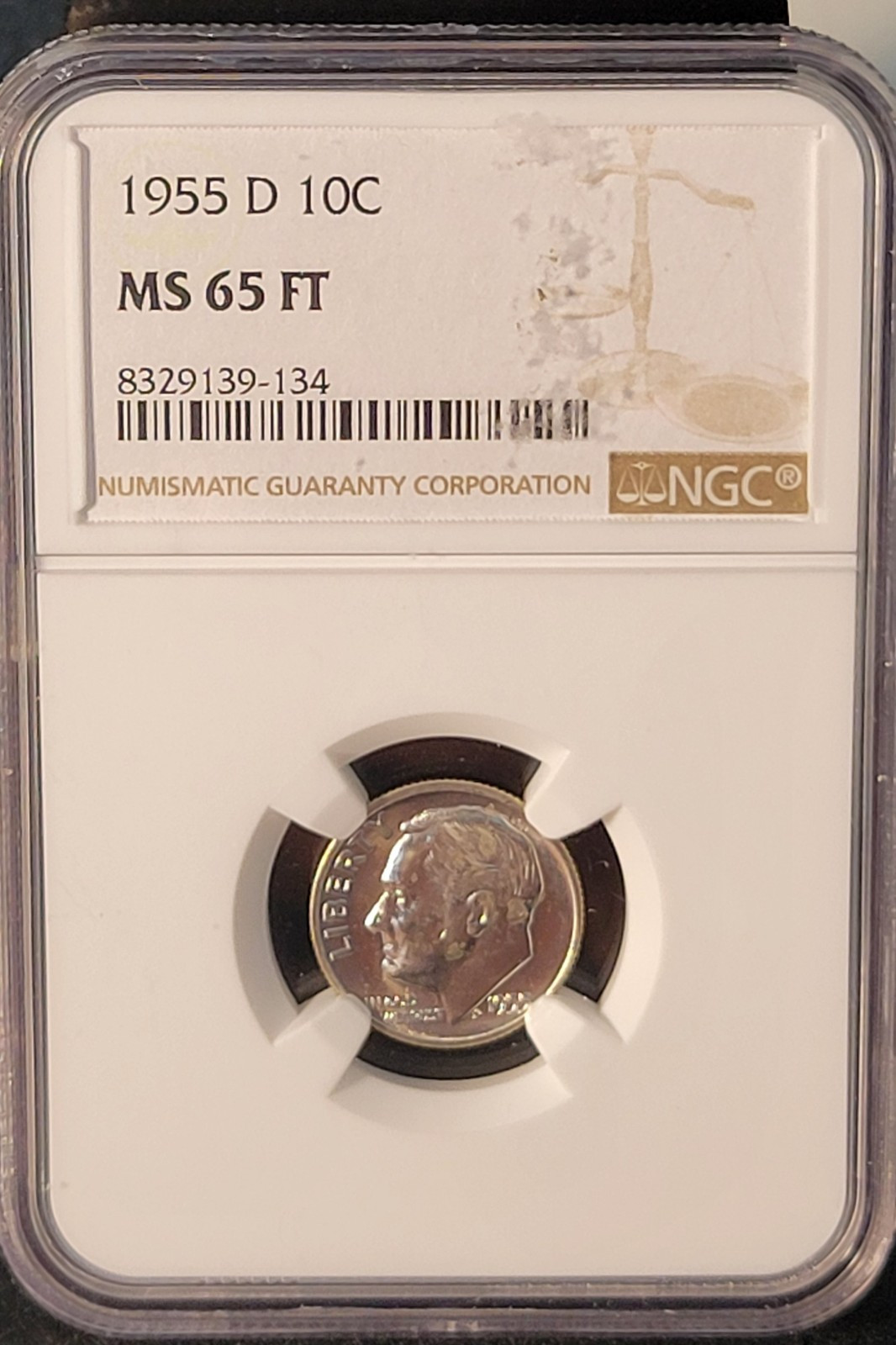 1955 D Roosevelt Dime NGC MS65 Full Torch  Beautiful Looking Coin!