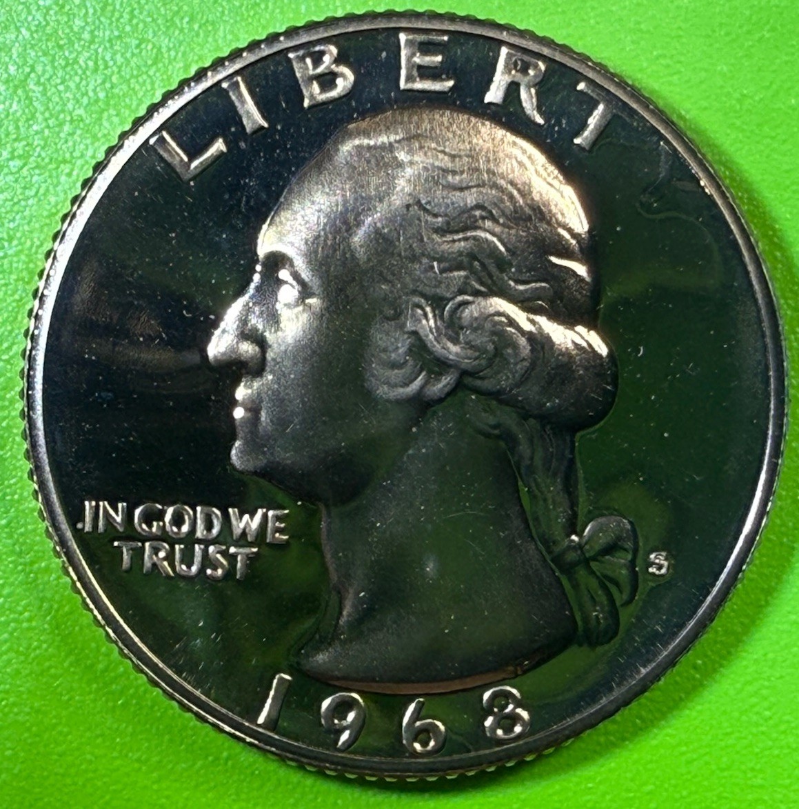 1968-S WASHINGTON PROOF QUARTER From Sealed Set Free Shipping To USA