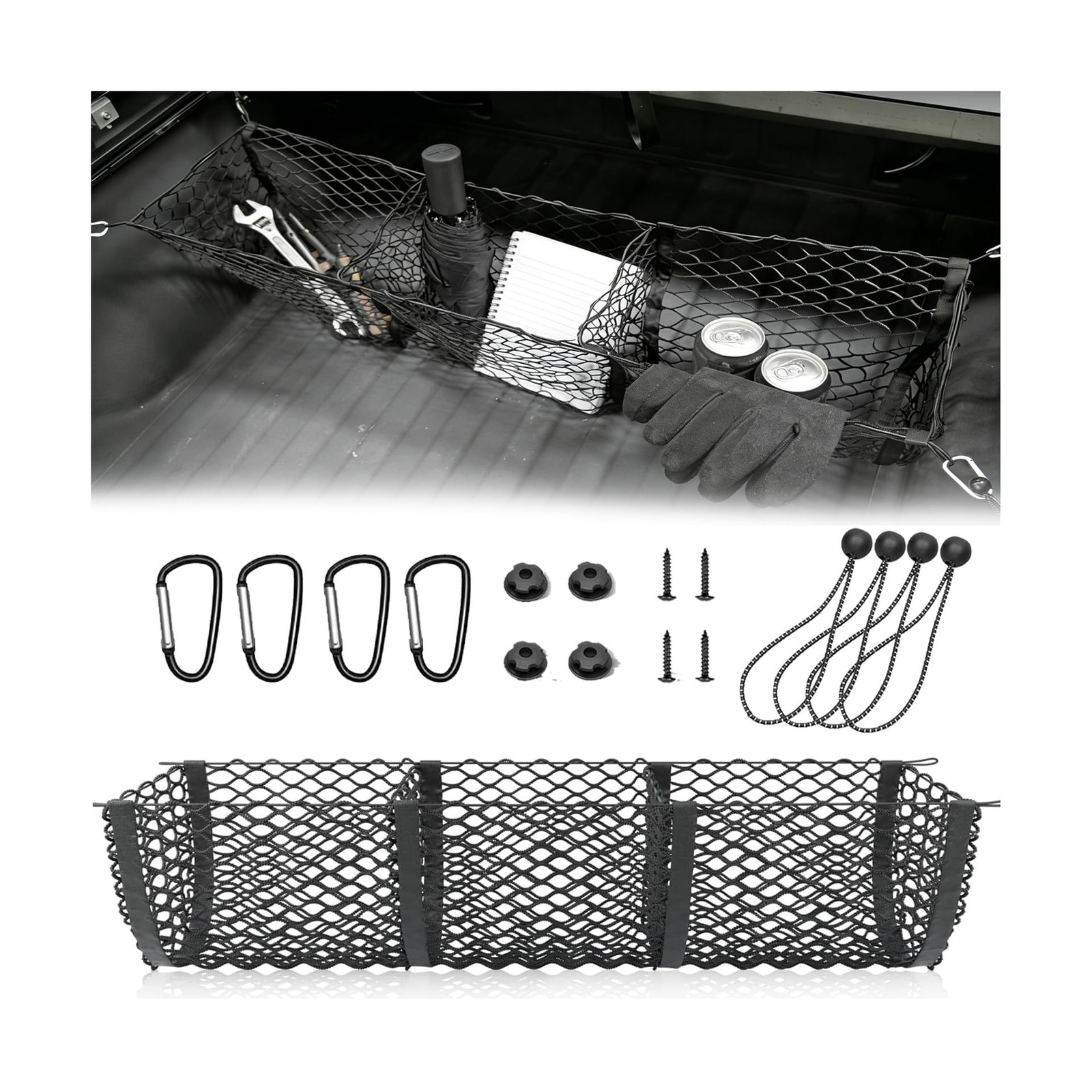 3 Pockets Truck Bed Cargo Net for Most Pickup Toyota Ford Dodge... USA Fast Ship