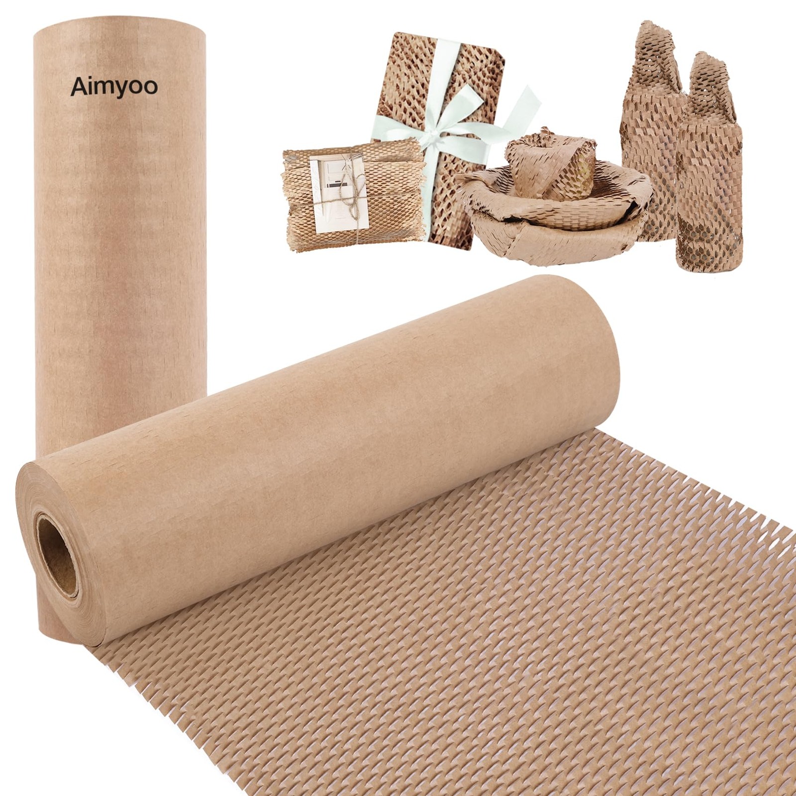 Honeycomb Packing Paper, 15" x 131' Recycled Bubble Wrap for Packing, Eco Fri...