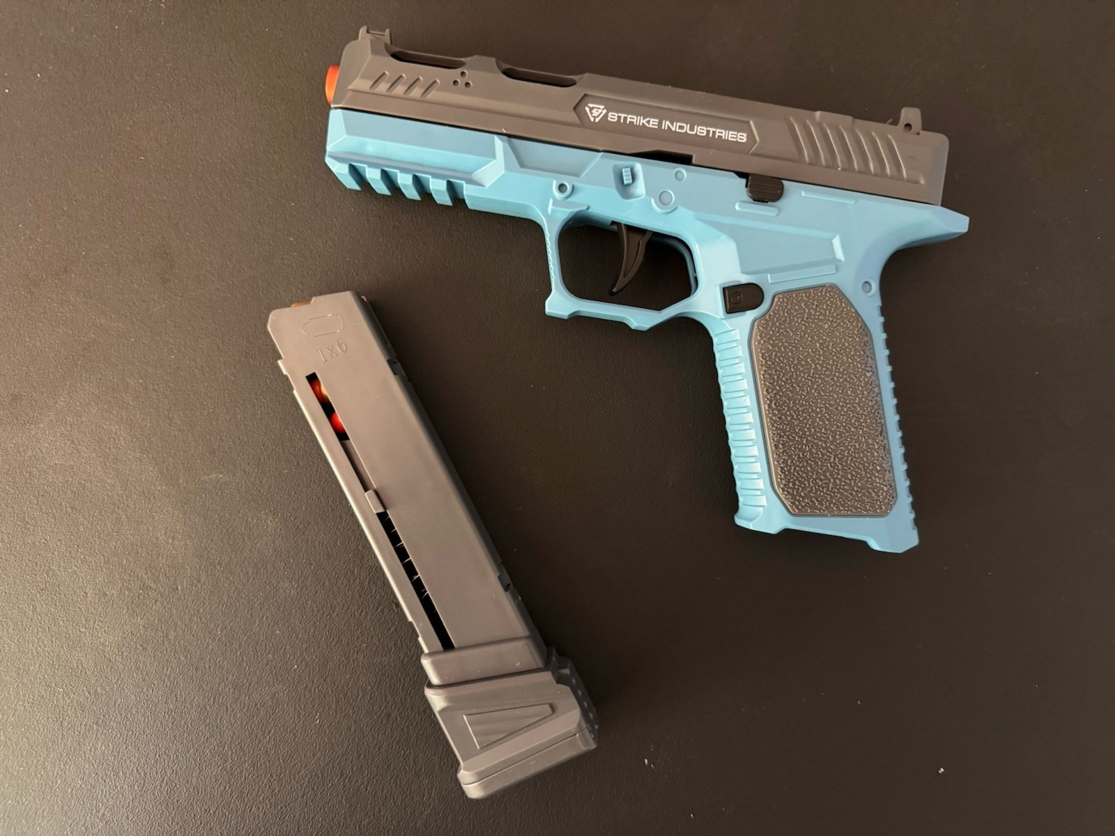 Strike Industries Foam Dart Blaster Pistol w/ Magazine, Blue/Gray