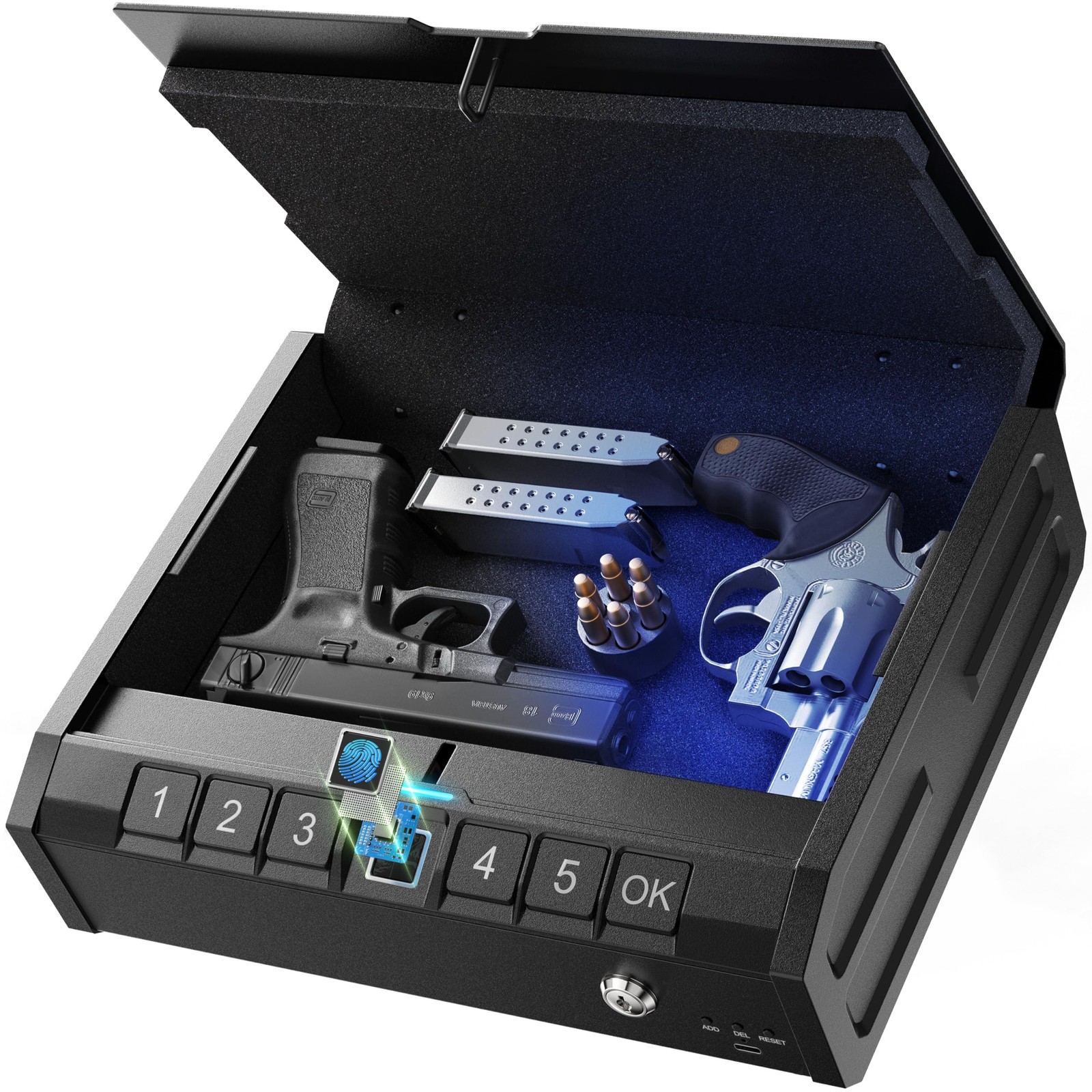Iron Biometric Fingerprint Safe for Handgun, Swift Entry Lock Featuring with ...