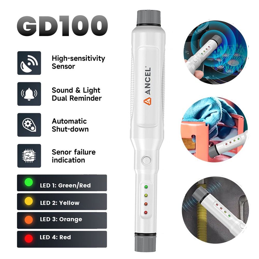 ANCEL GD100 Methane Natural Gas Leak Tester Pen with Buzzer Alarm and 3 Color LE