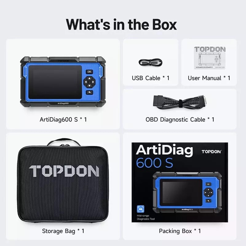 TOPDON AD600S OBD2 Scanner 4 System Code Reader ABS SRS Oil EPB Reset Scan Tool