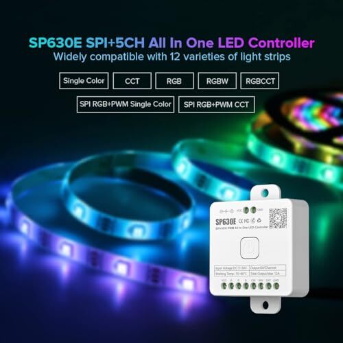 SP630E Bluetooth LED Controller Support PWM Monochrome CCT RGB RGBW RGBCCT