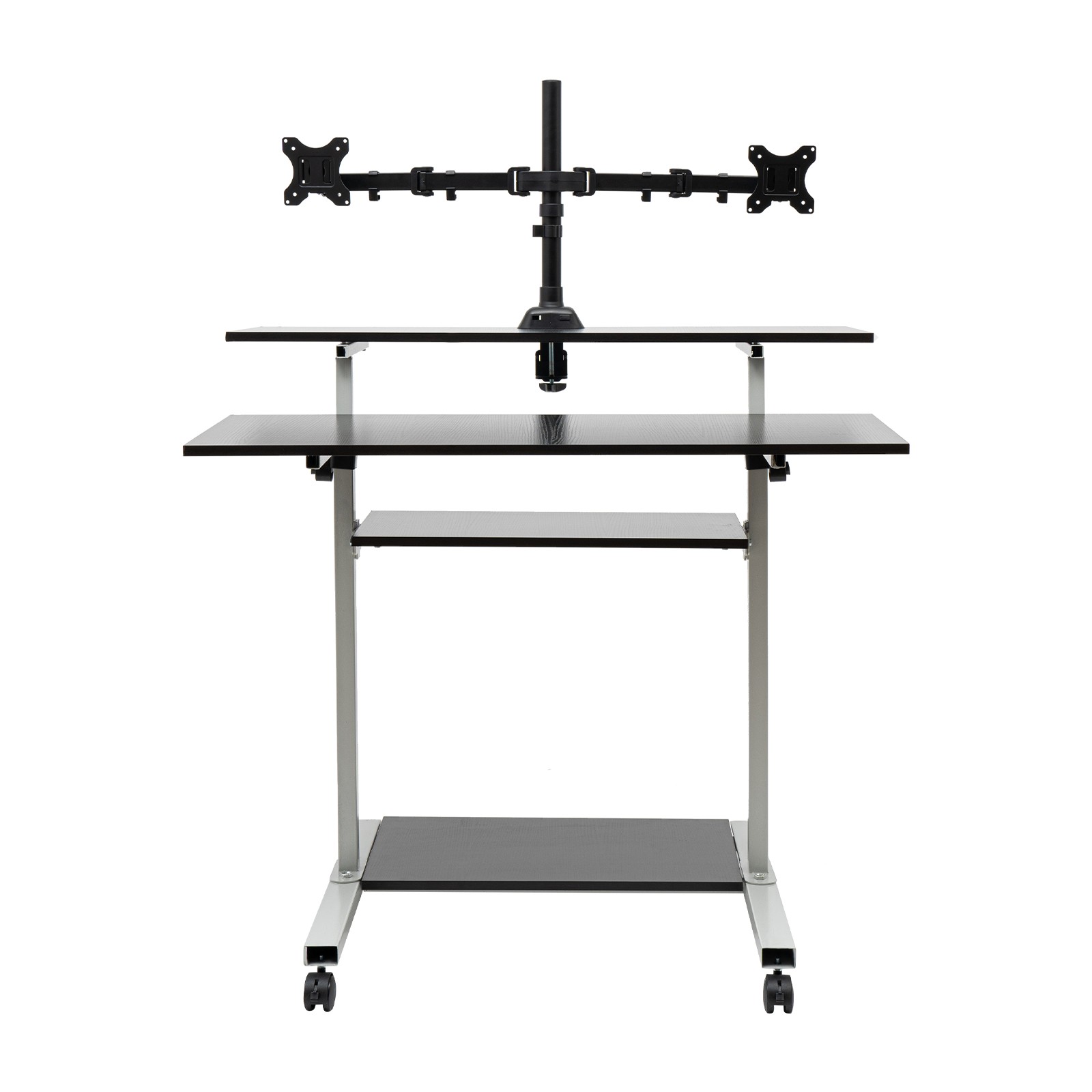 Mobile Standing Desk Adjustable Height Computer Rolling Laptop Cart Work Table