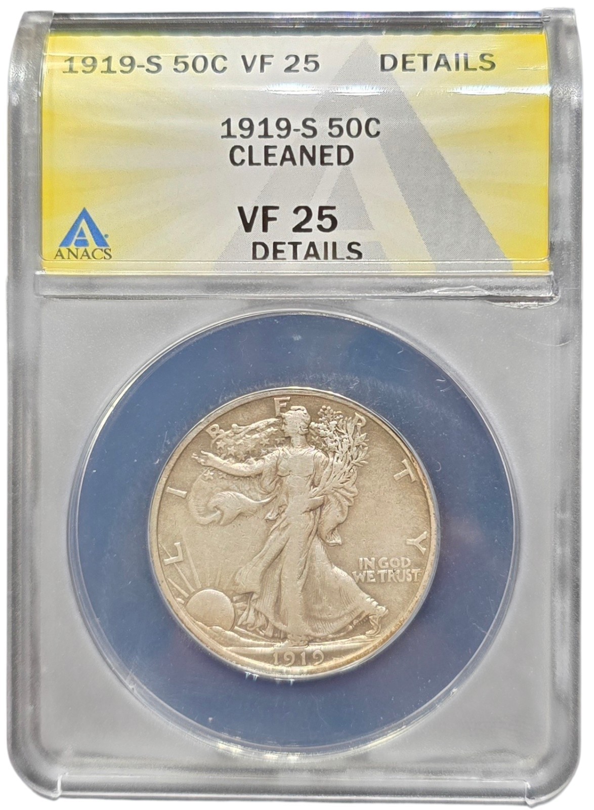 1919-S Walking Liberty Half Dollar VF 25 Details ANACS