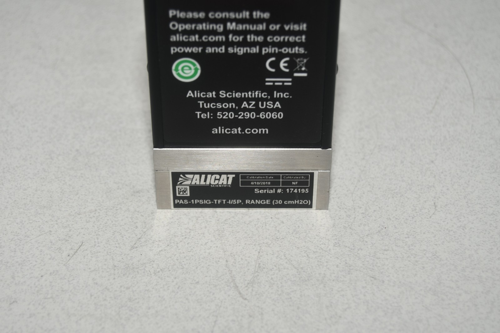 ^ Alicat PAS-1PSIG-TFT-I/5P Range: 30 cmH2O Flow Controller #X8341