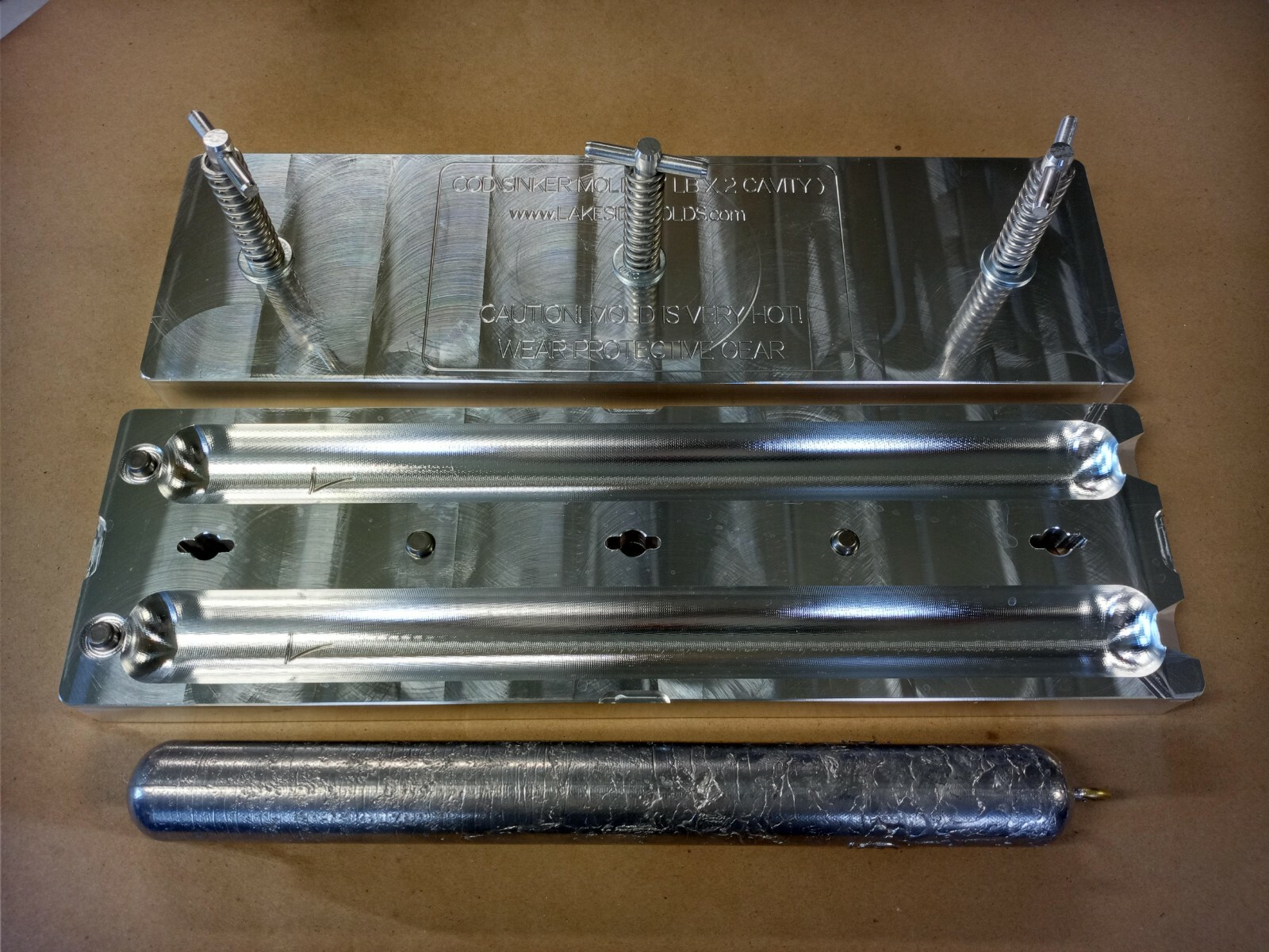 Cod Sinker / Deep Drop Weight Mold ( 2 Cavity ) 8# and 8# Aluminum CNC