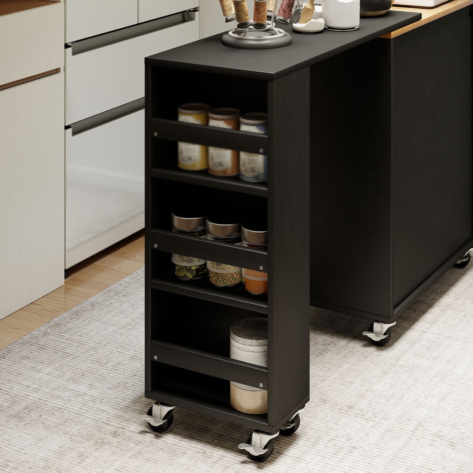Modern Kitchen Island With Storage Rolling Cart