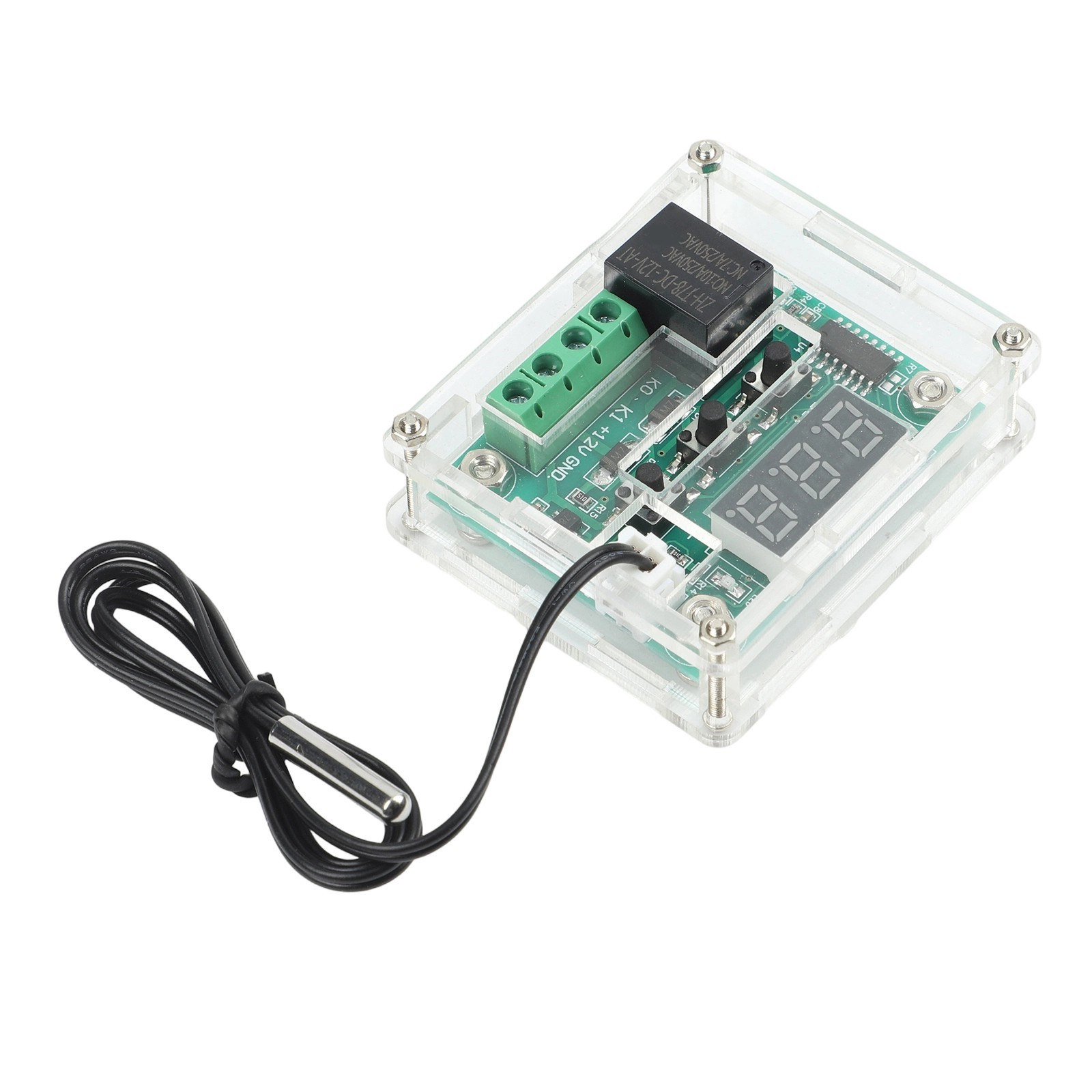 DC 12V Thermostat Temperature Controller Switch Board Red Digital Display+Case