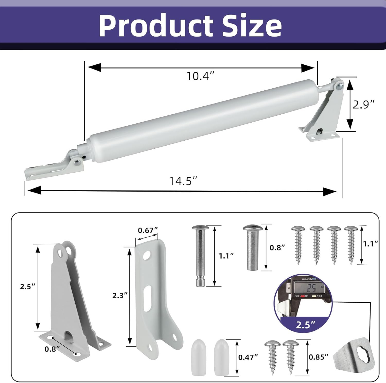 1 Set White Screen Door Closers Storm Heavy Duty Shock Adjustable Cushion Speed