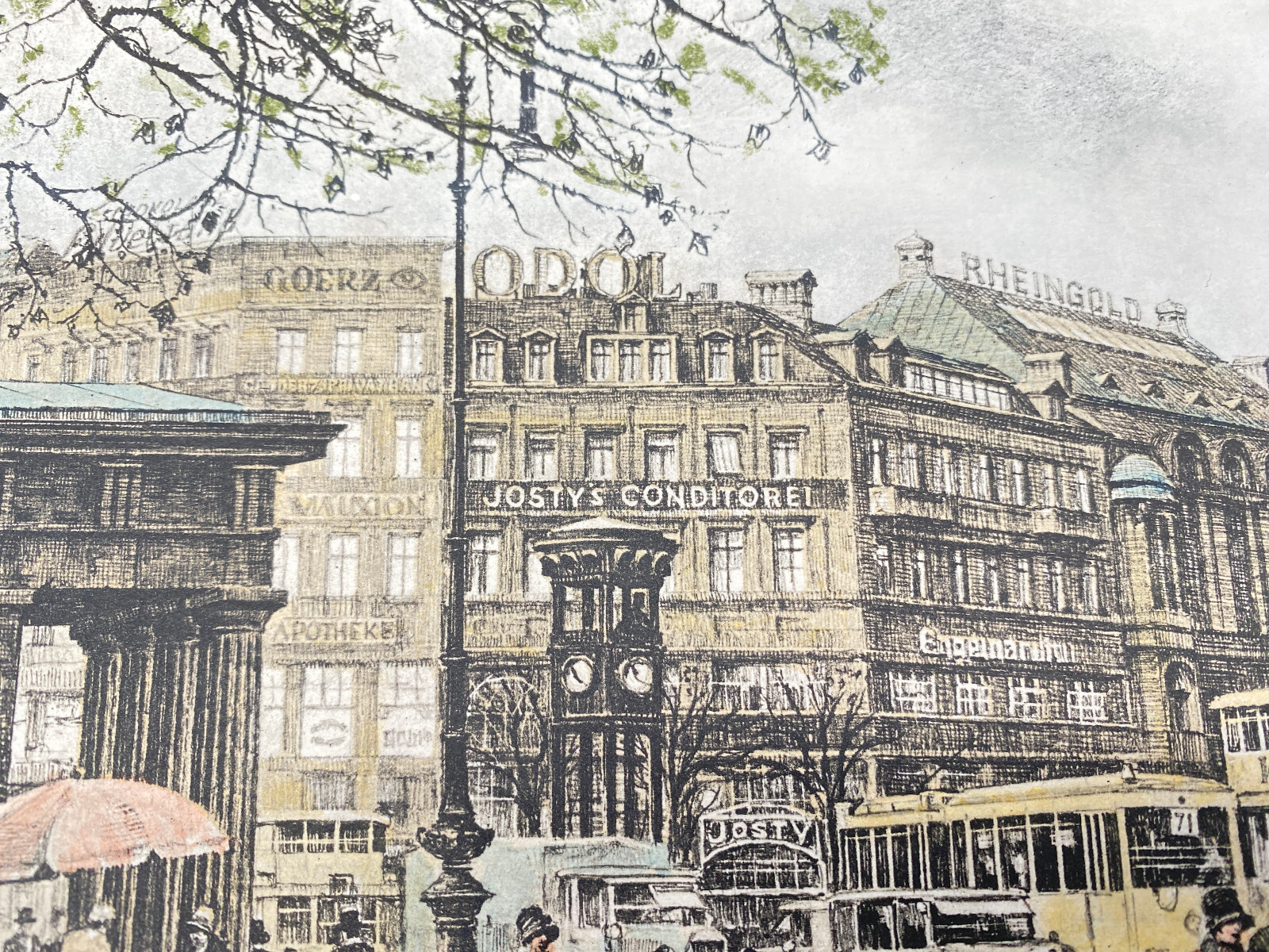 HEINZ WEHLISCH BERLIN POTSDAMER PLATZ 1930 ORIGINAL ETCHING COLORED SIGNED