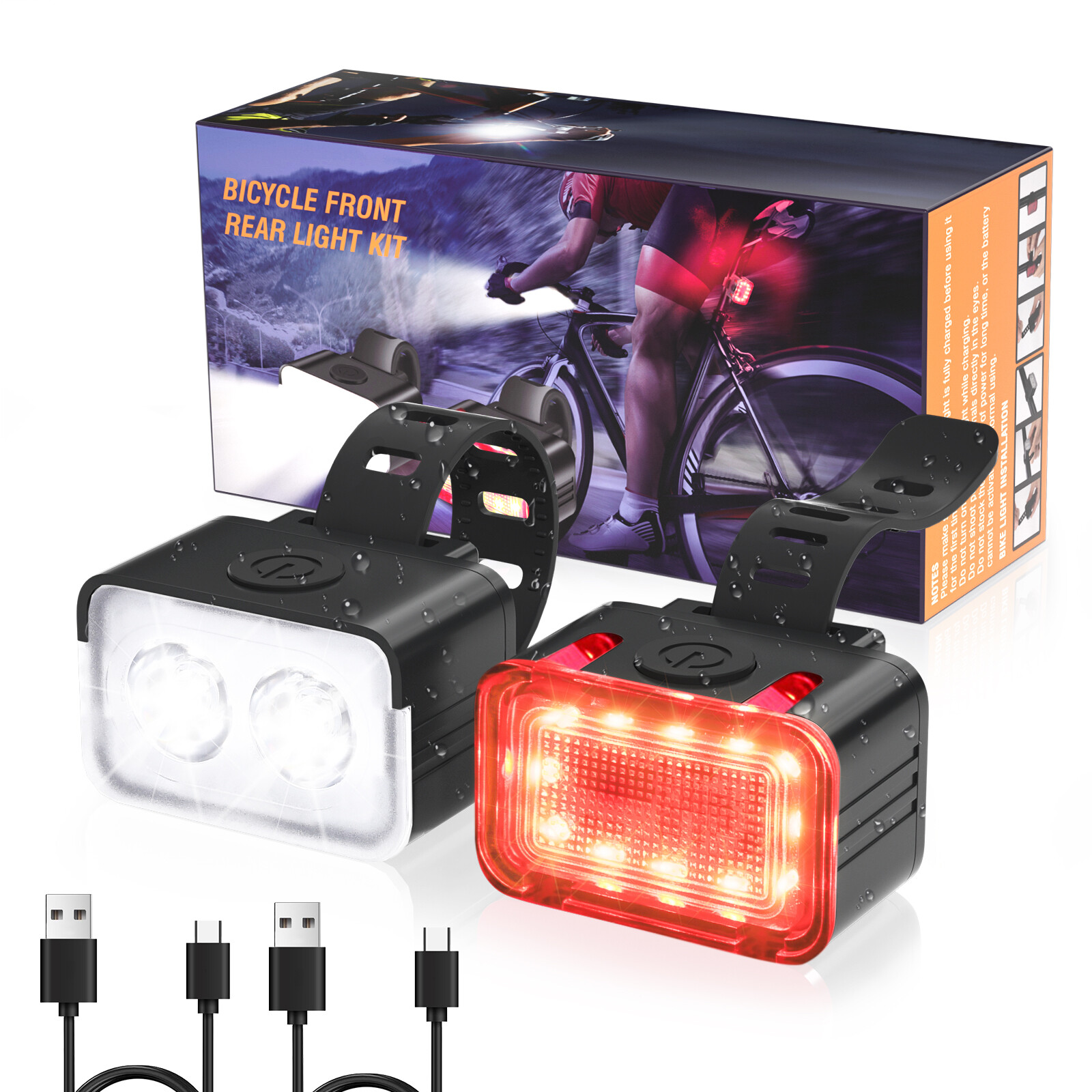 Bike Lights Rechargeable Bicycle Lights Set Super Bright 5+6 Mode IPX6 for Night
