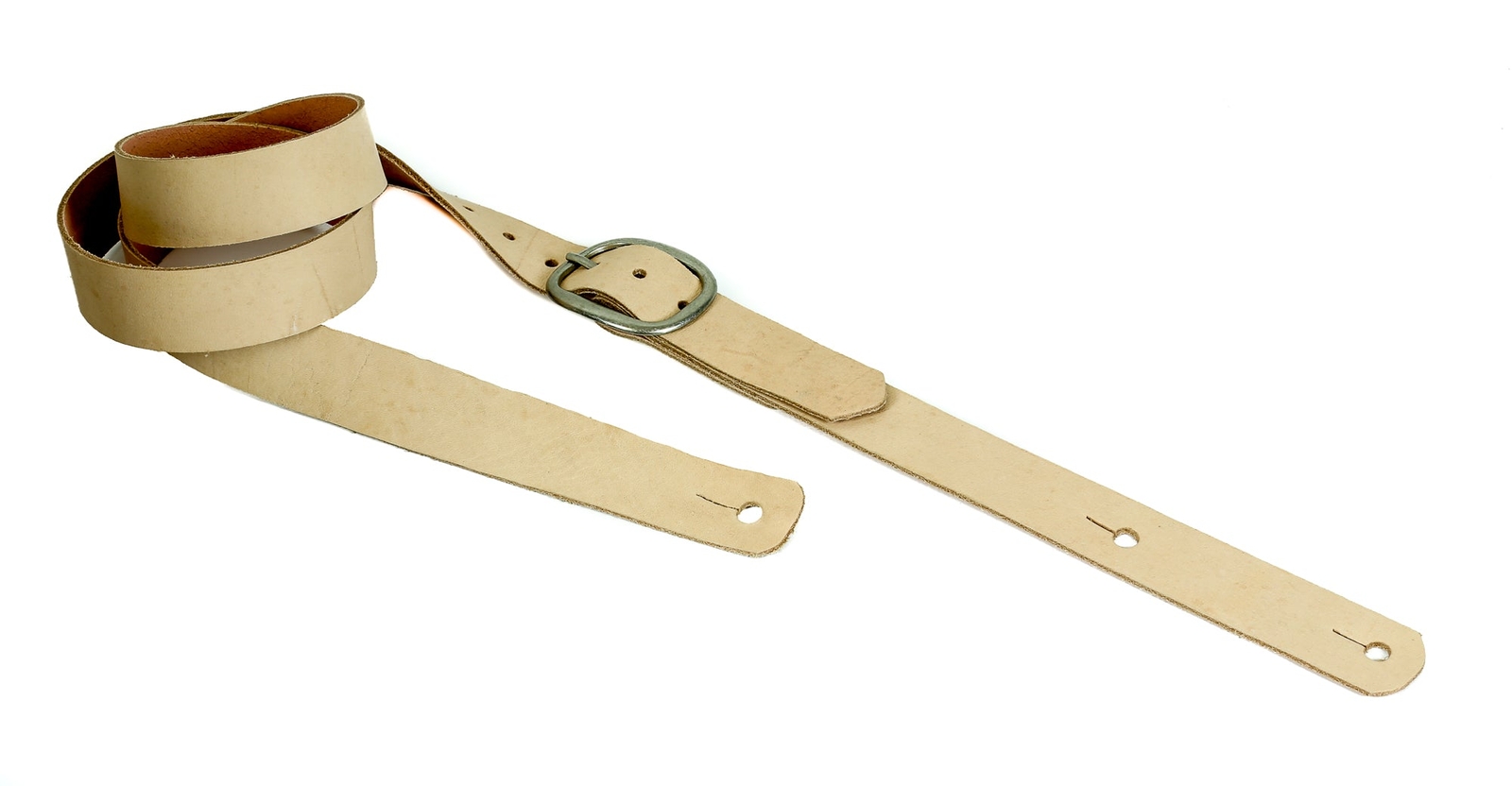 Nude Beige Leather Buckle Guitar Strap Skinny Strap Bass Guitar Electric Guitar