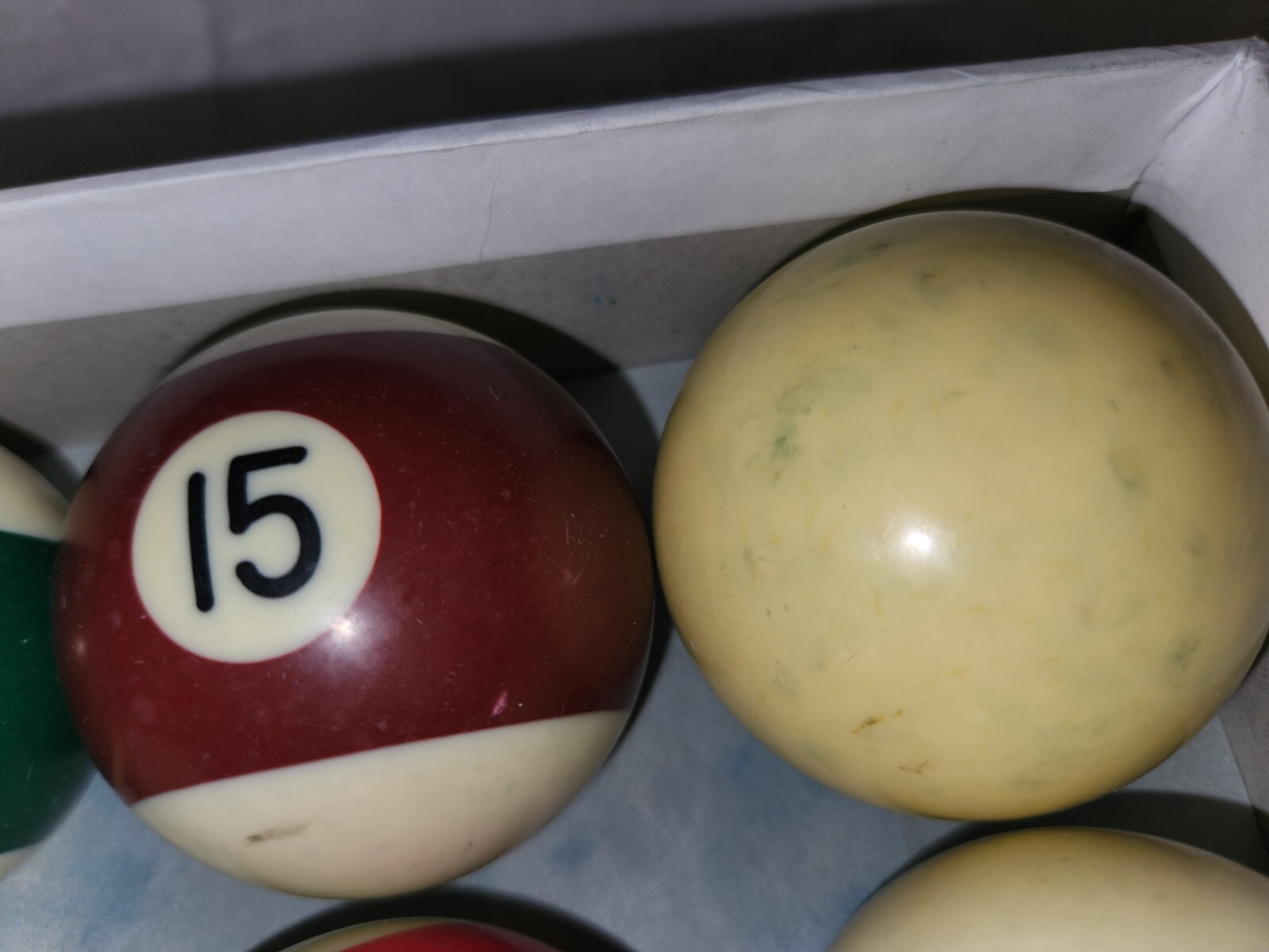 Billiards Lot of 19 Billards Balls, Pool Balls, Triangle, 9 Pieces of Cue Chalk