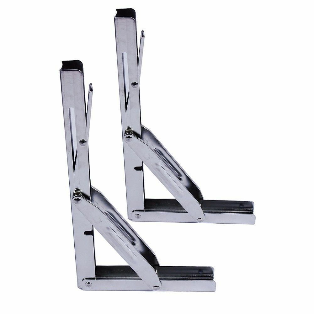 2X 12"Folding Table Shelf Brackets Bench Stainless Steel Brackets Max.Load 250KG