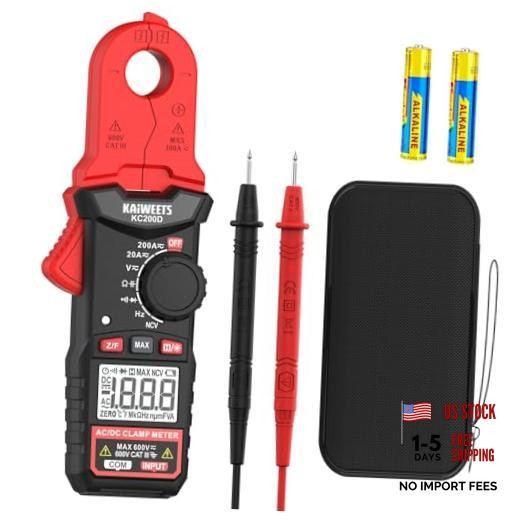 Digital Clamp Meter with Round Jaw, Automotive Multimeter, NCV, 2000 Red