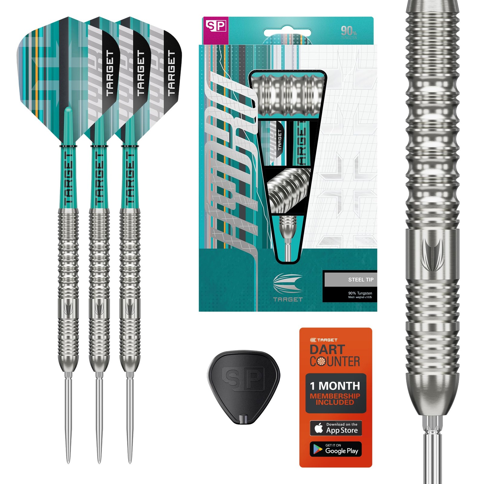 Target Darts Hydro Steel Tip Dart Set 23G Barrel 01 90 Tungsten Darts Silver