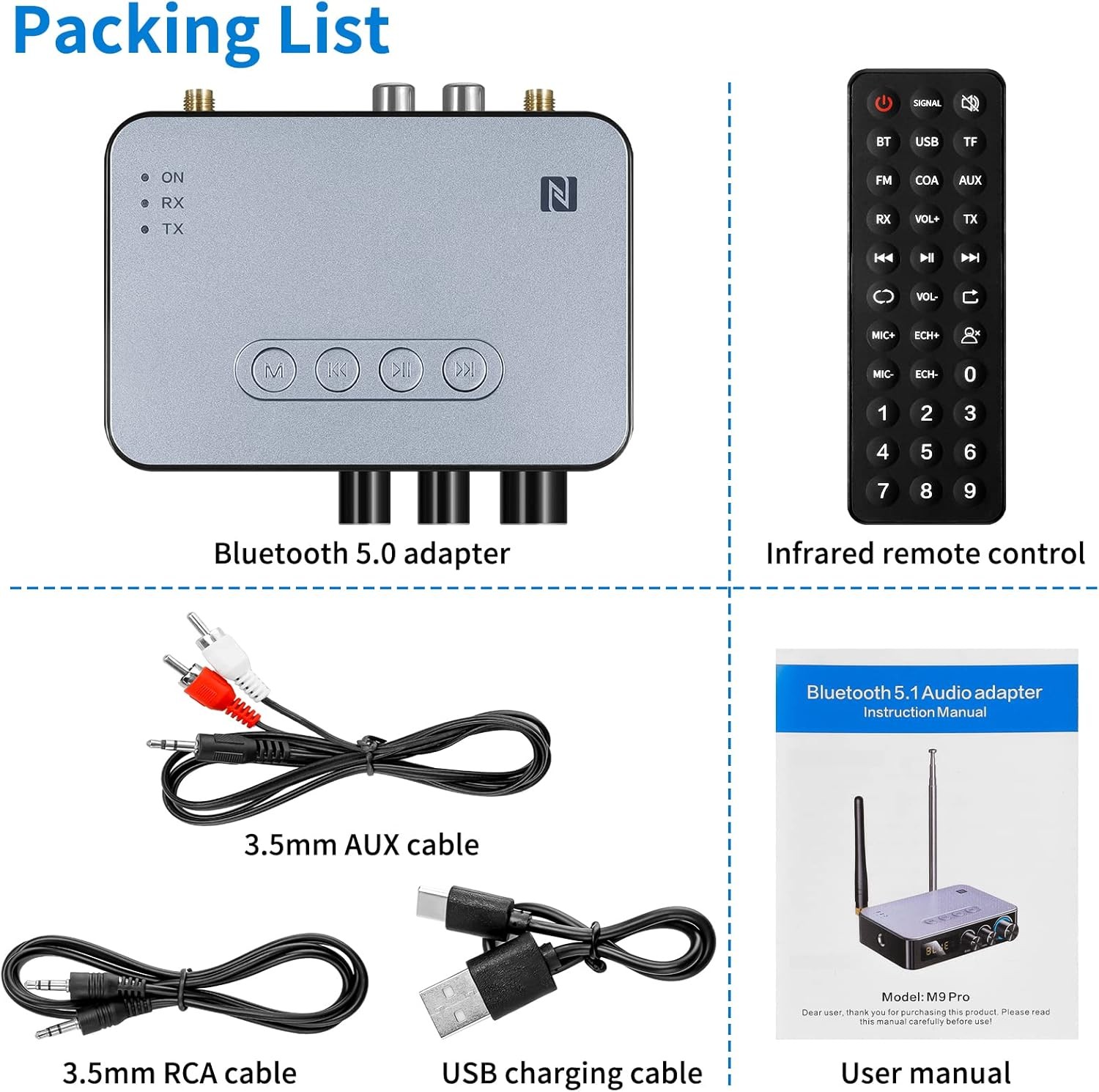 3-in-1 Bluetooth 5.1 Transmitter Receiver Long Range Adapter for TV Home Stereo