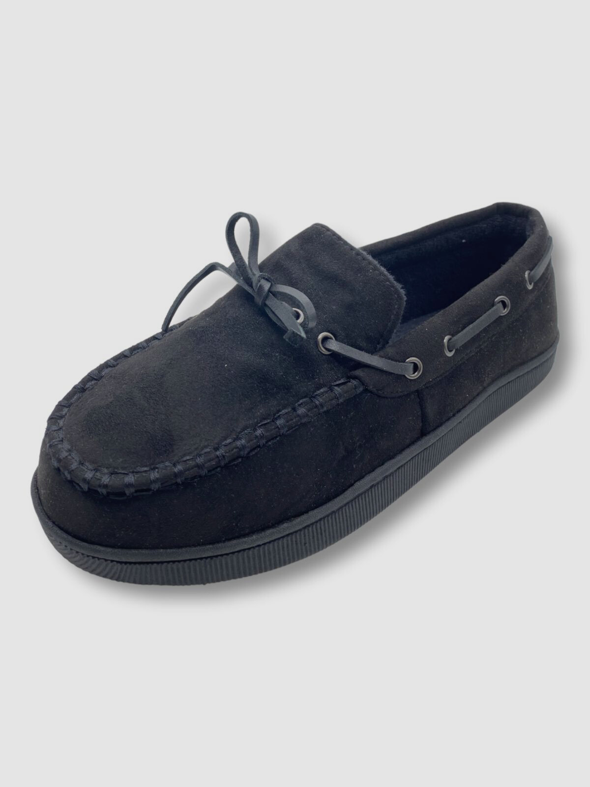 $32 Club Room Men's Black Moccasin Slip-On Slippers Shoes Size US S (6-7)