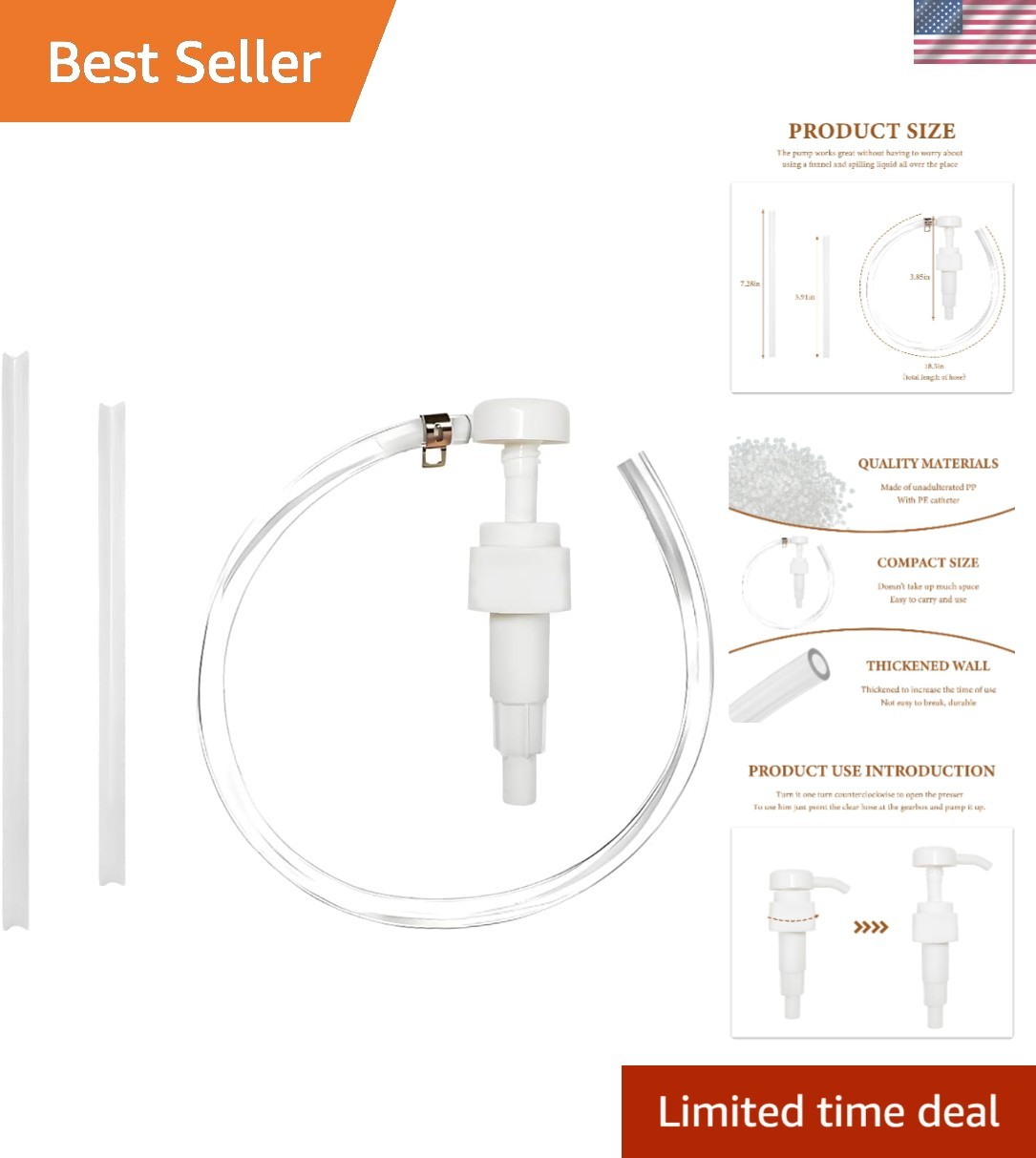 Versatile Automotive 4 CC Fluid Transfer Pump with Flexible Tube & Suction Tubs