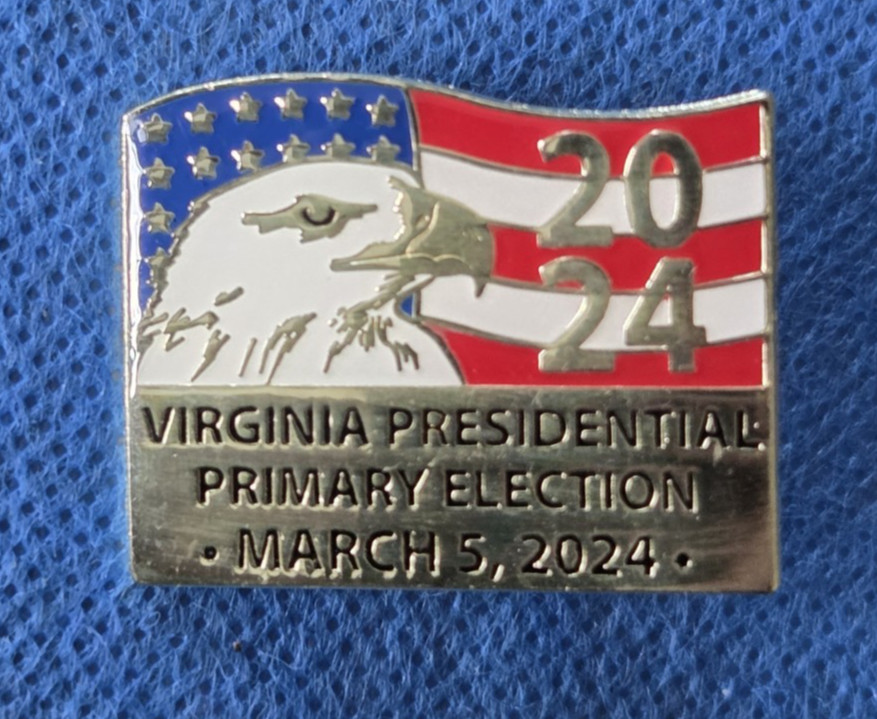 Virginia Presidential Election Primary 2024 Metal Lapel Pin Poll Worker G7