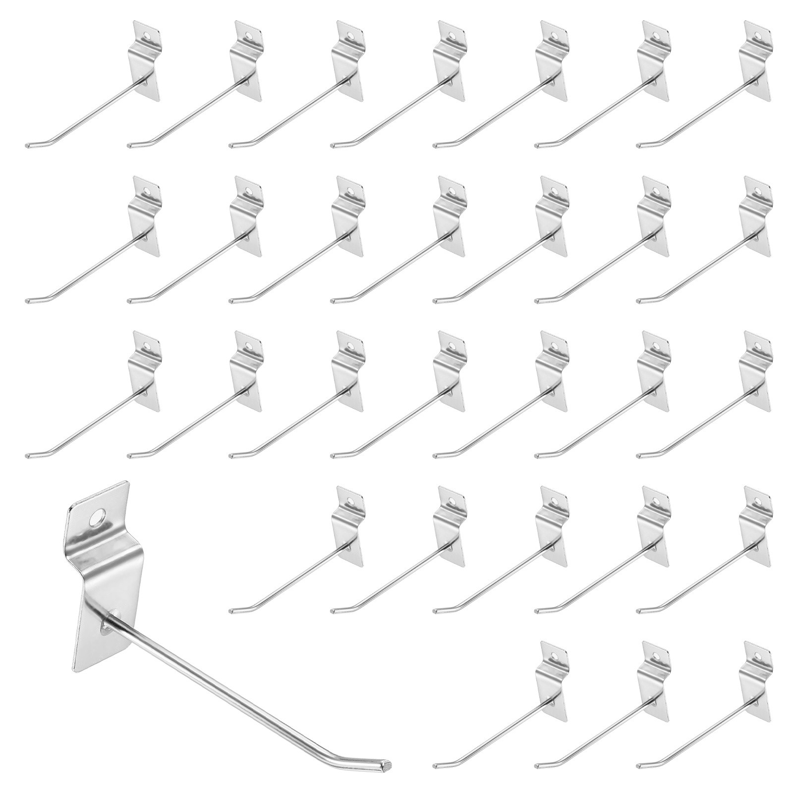 100pcs 4"/100mm Slat Wall Hooks for Commercial Retail Exhibition Silver