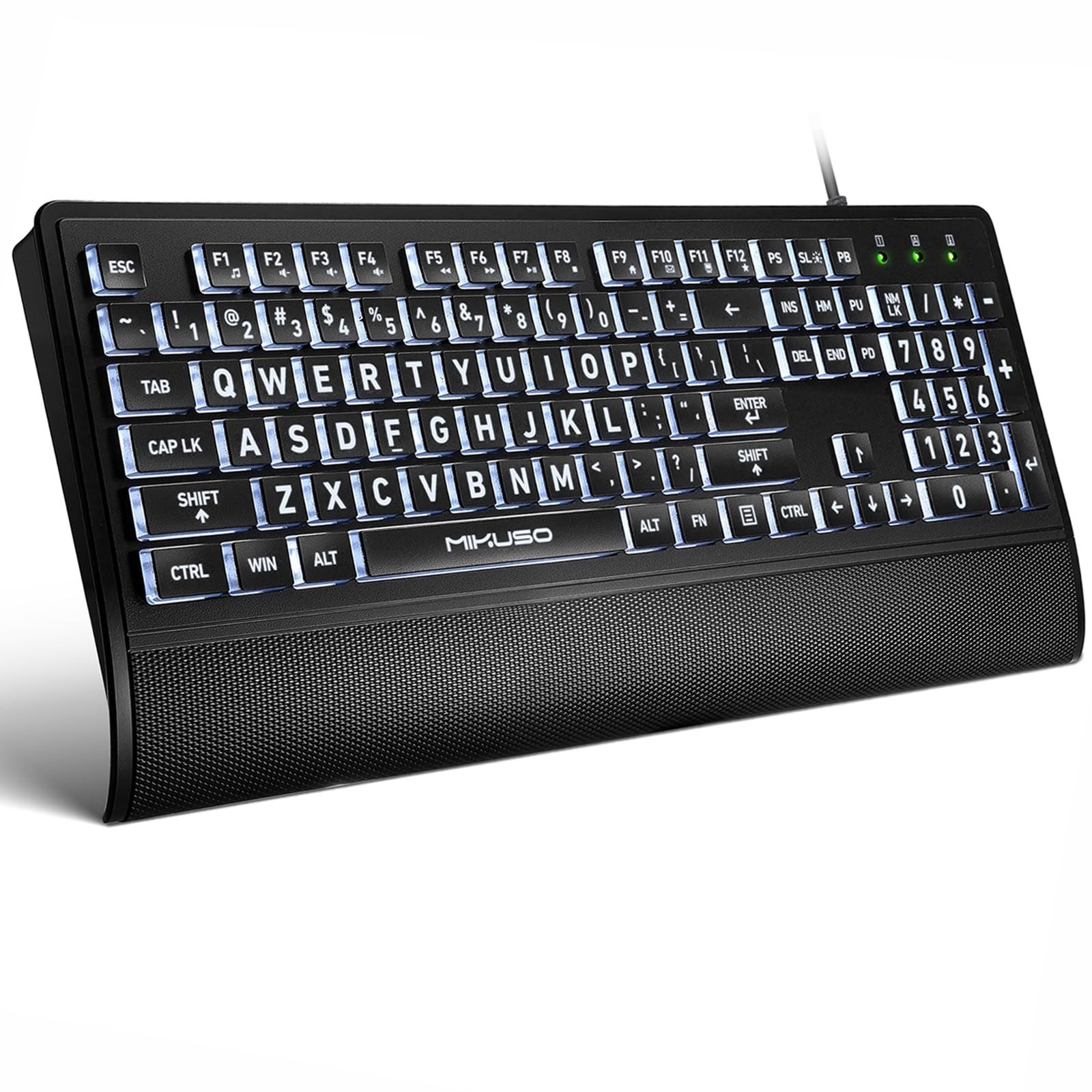 Large Print Backlit Keyboard, Wired USB for Seniors & Low Vision | 4X larger ...