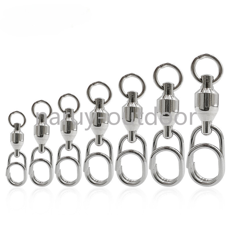 30/50PCS Fishing Rolling Swivel Snap Ball Bearing Stainless Steel Fast Snap Clip
