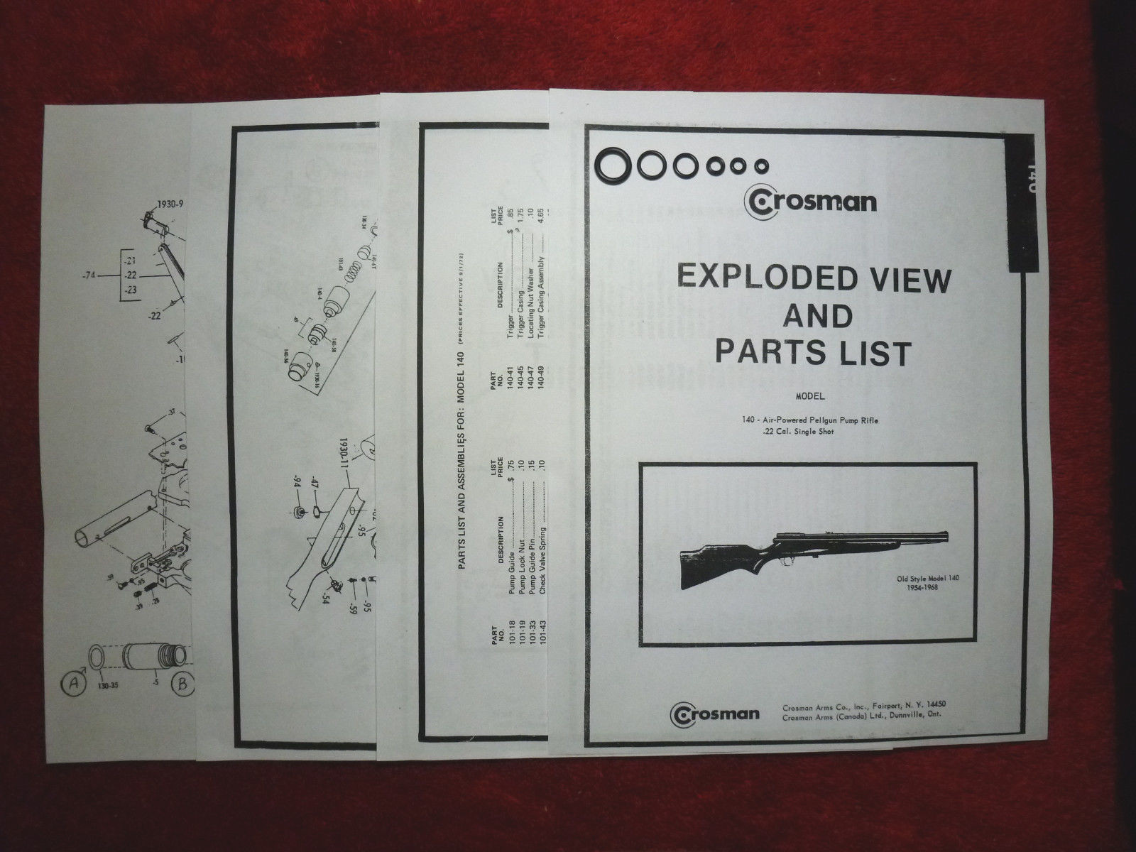 Crosman Model 140 One Complete O-Ring  Seal Kit  +Exploded View & E-Z Seal Quide