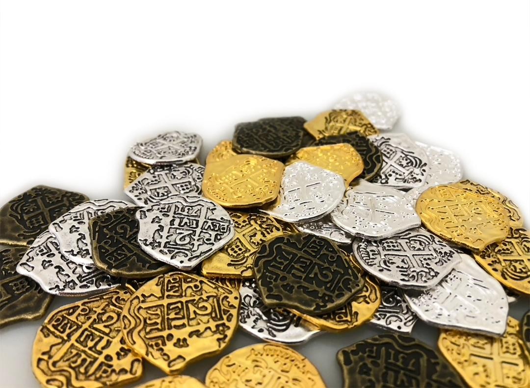 Seven Seas Pirates Toy Metal Gold and Silver Colored Treasure Coins - 200 Tokens