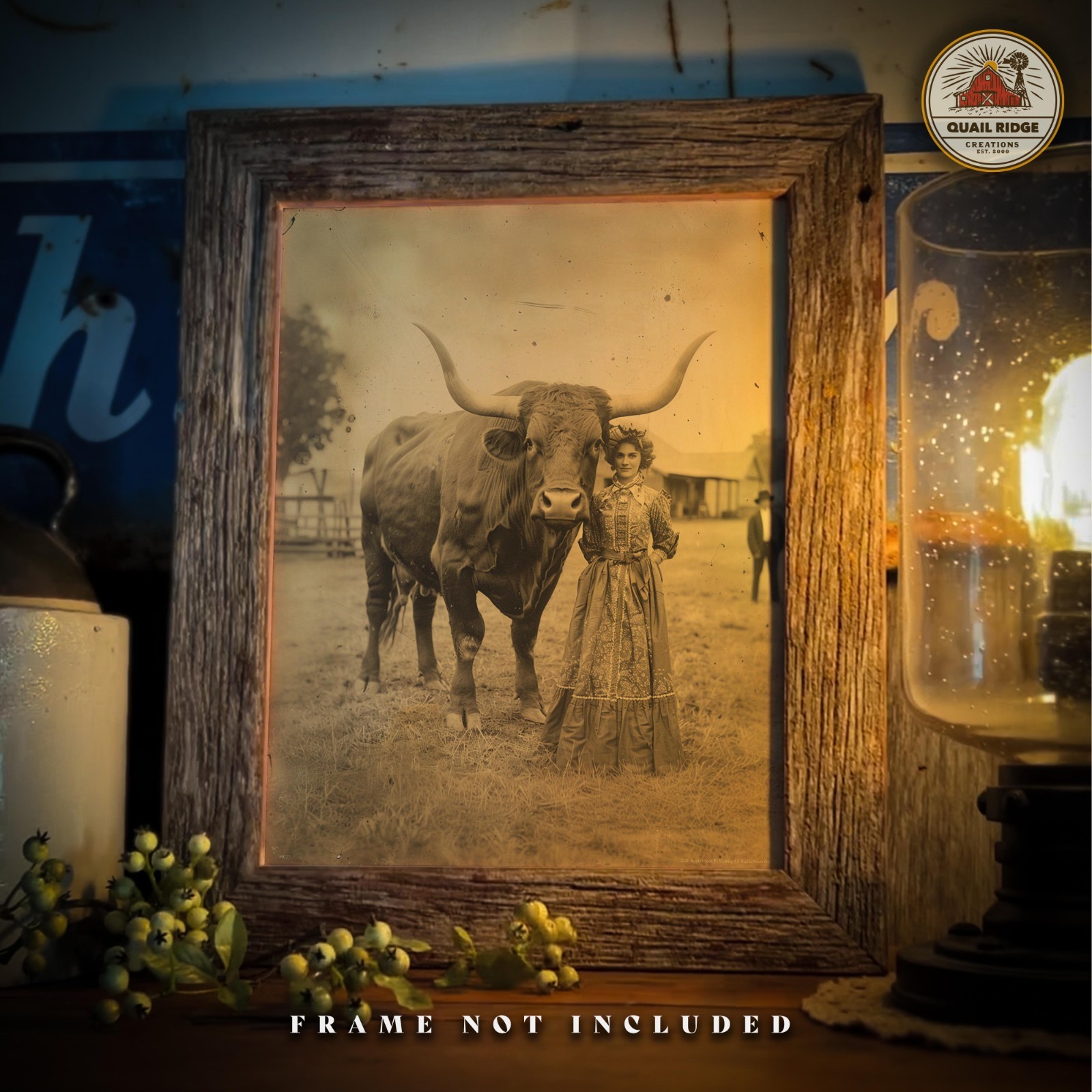 Vintage Longhorn Bull Photo Art Print Farmers Wife Cattle Artwork Big Texas Gift